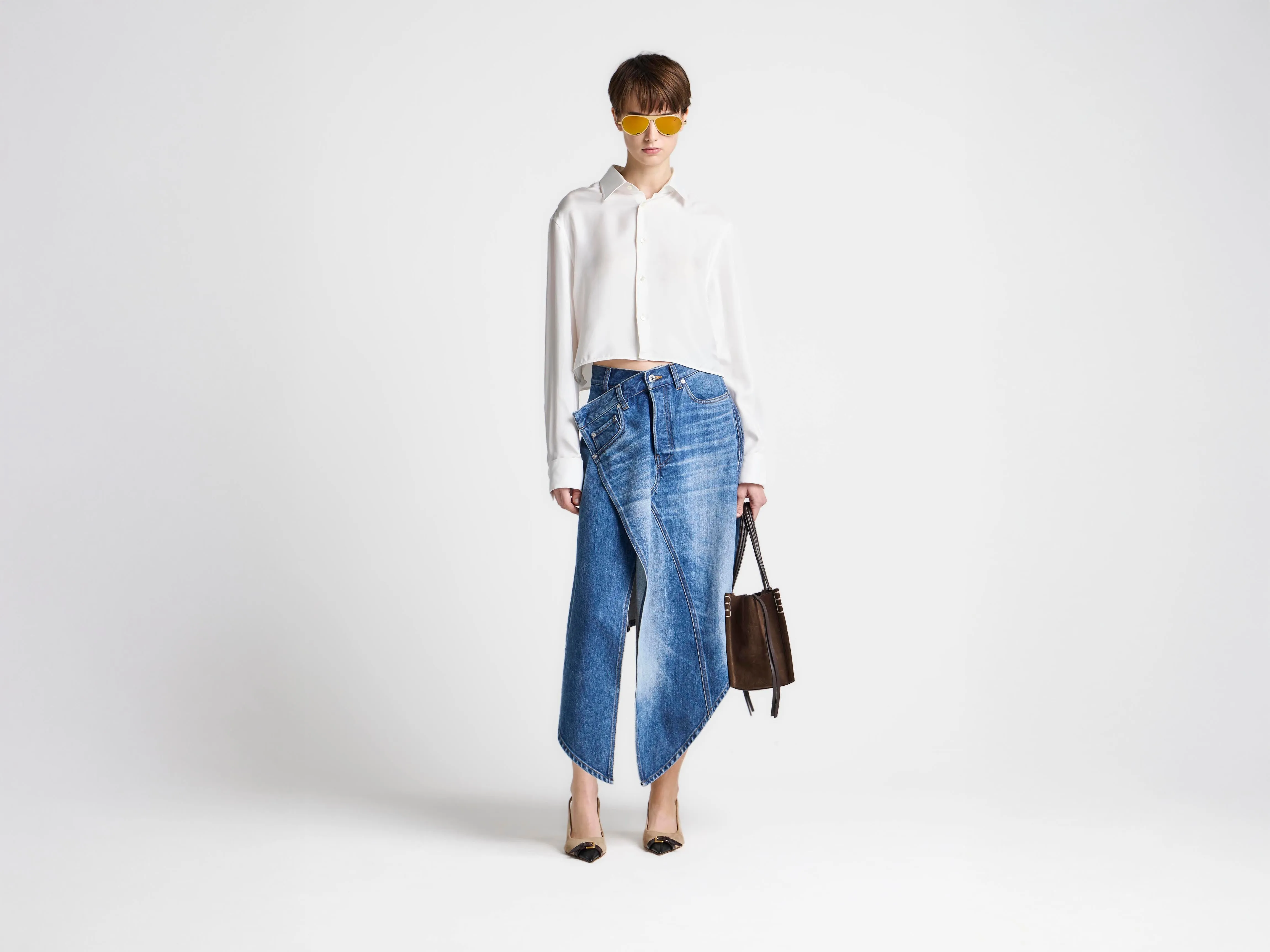 WOMENS DROP FRONT SKIRT IN VINTAGE BLUE sold by J.W. Anderson product image thumbnail 3