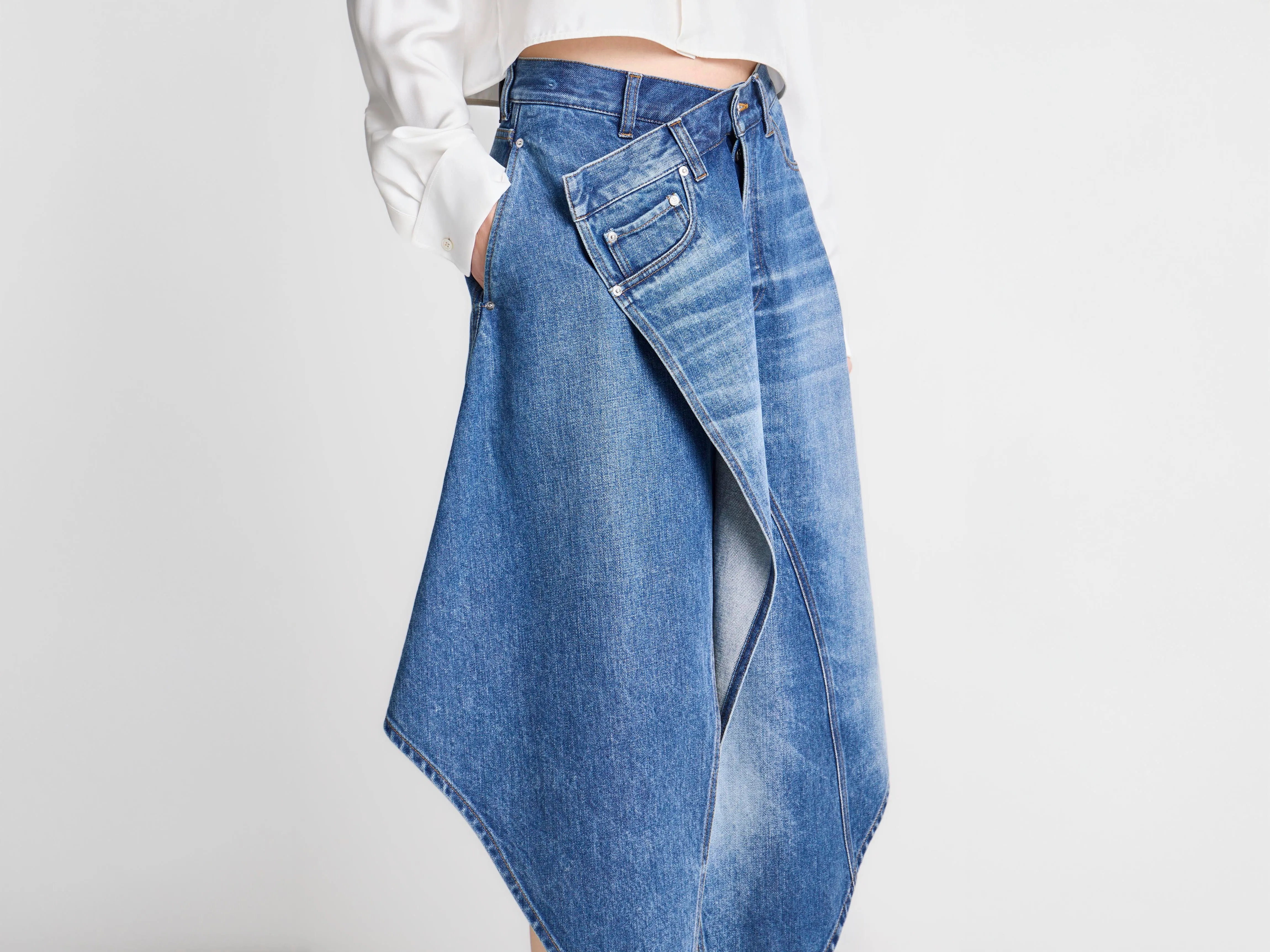 WOMENS DROP FRONT SKIRT IN VINTAGE BLUE sold by J.W. Anderson product image thumbnail 2