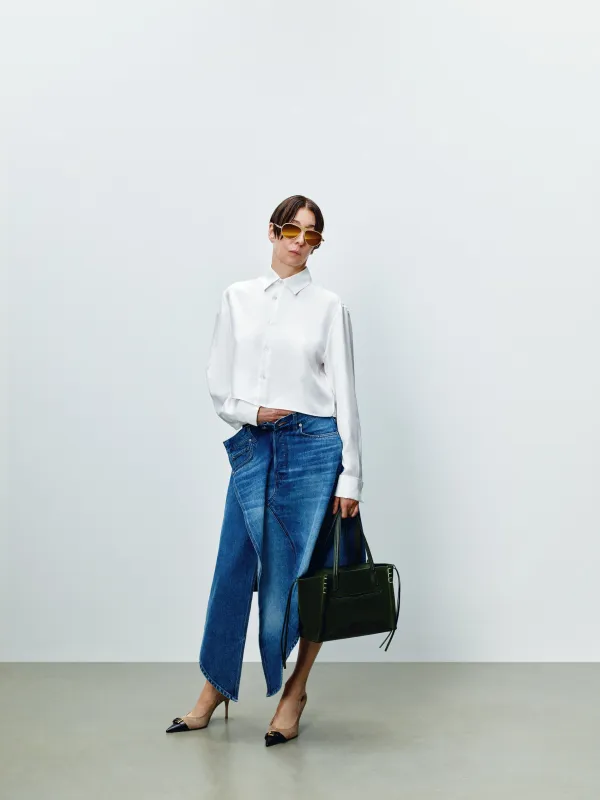 WOMENS DROP FRONT SKIRT IN VINTAGE BLUE made by J.W. Anderson