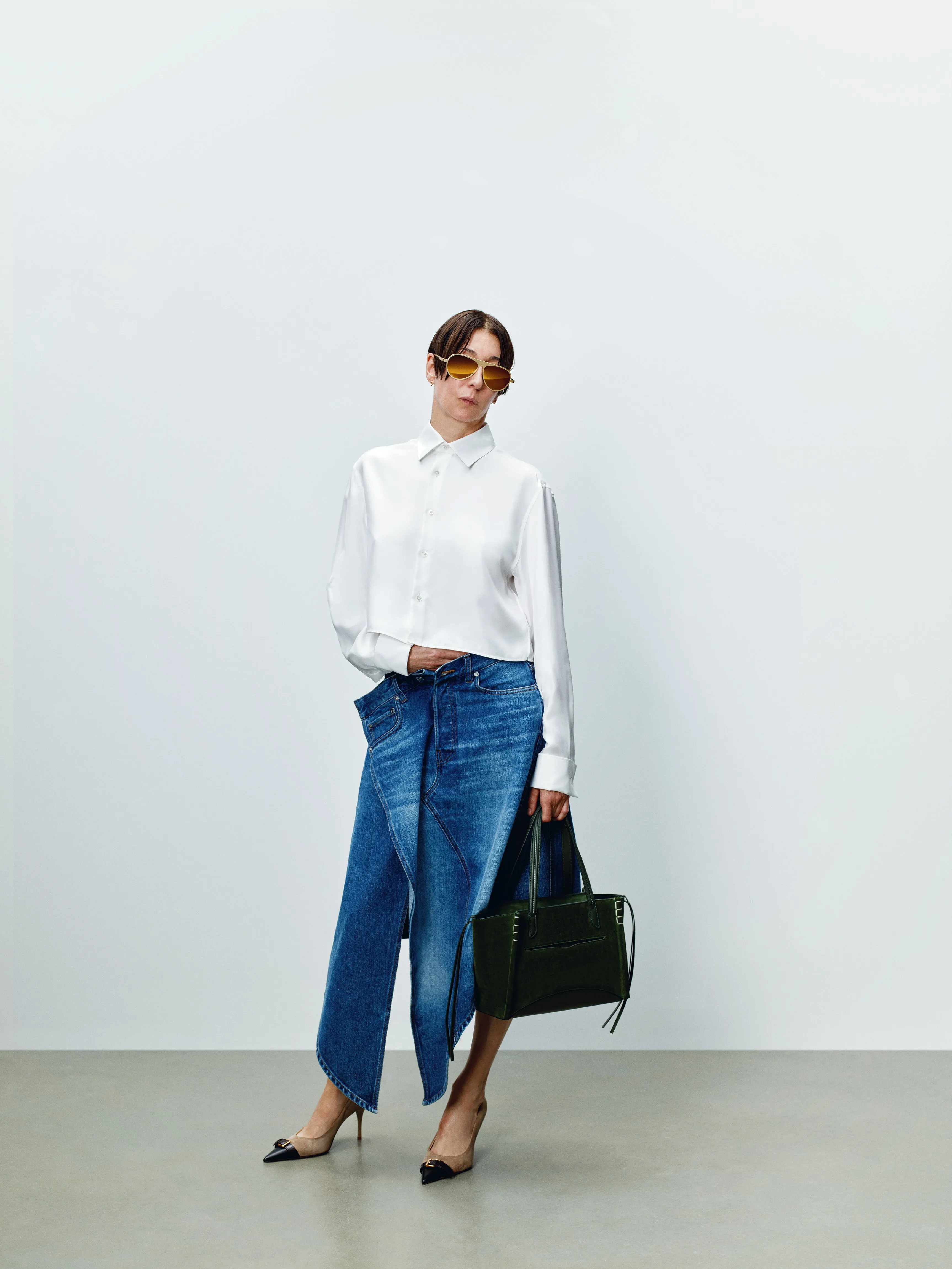 WOMENS DROP FRONT SKIRT IN VINTAGE BLUE sold by J.W. Anderson