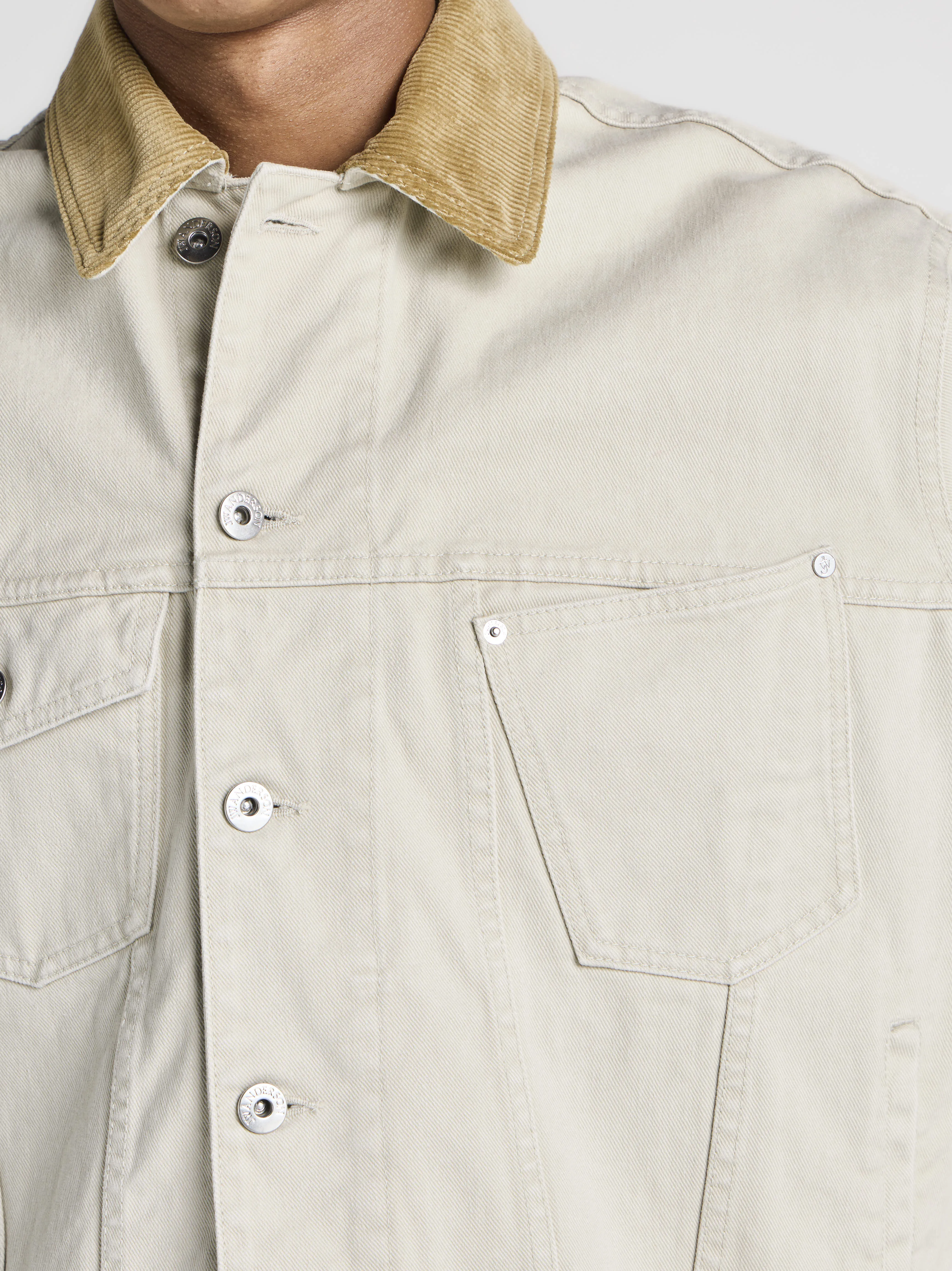 MENS CORDUROY COLLAR DENIM JACKET IN ECRU sold by J.W. Anderson product image thumbnail 4