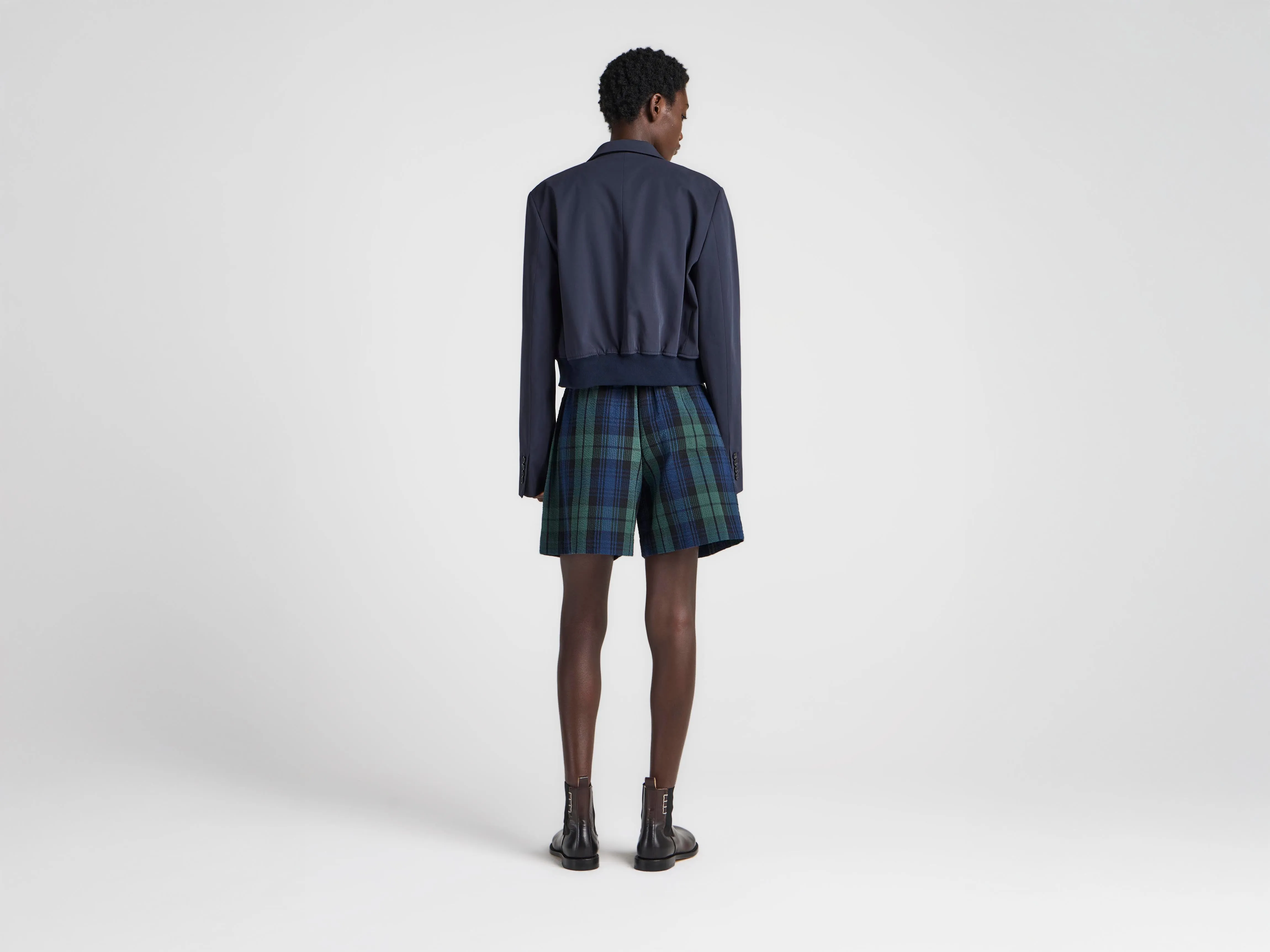 WOMENS CHECKERED SHORTS IN NAVY & GREEN sold by J.W. Anderson product image thumbnail 2