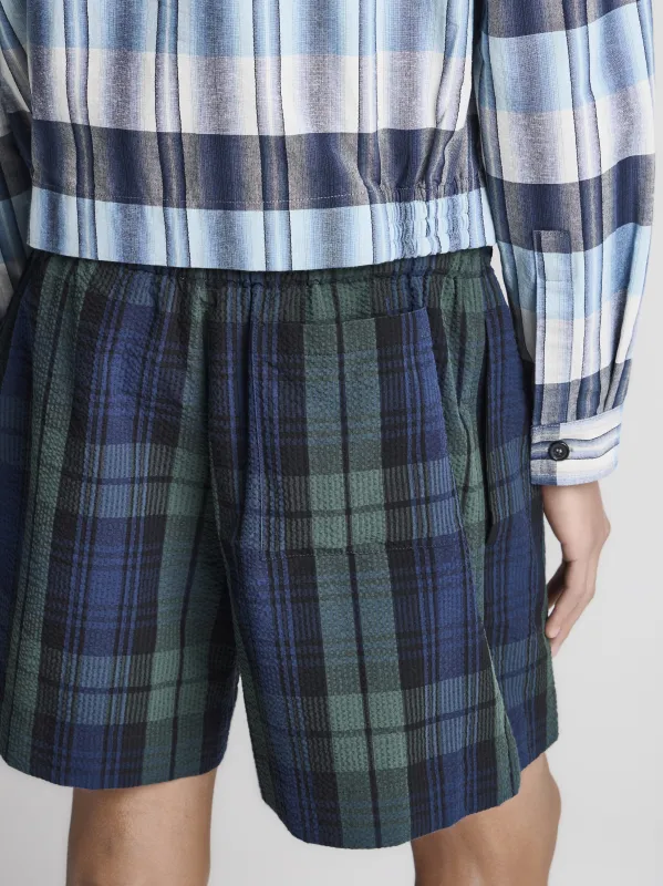 MENS CHECKERED SHORTS IN NAVY & GREEN made by J.W. Anderson
