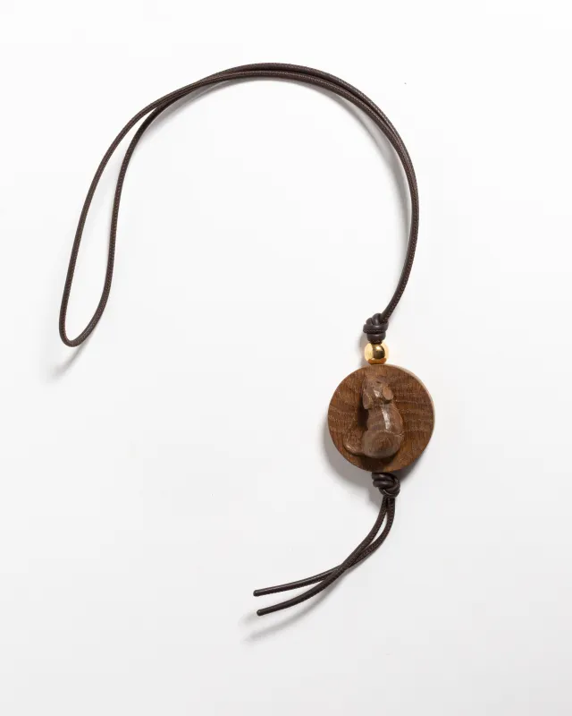 JW ANDERSON X MOUSEMAN WOODEN NECKLACE IN BROWN made by J.W. Anderson