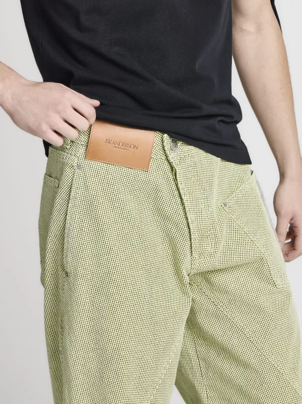 MENS TWISTED WORKWEAR DENIM JEANS IN PALE YELLOW made by J.W. Anderson