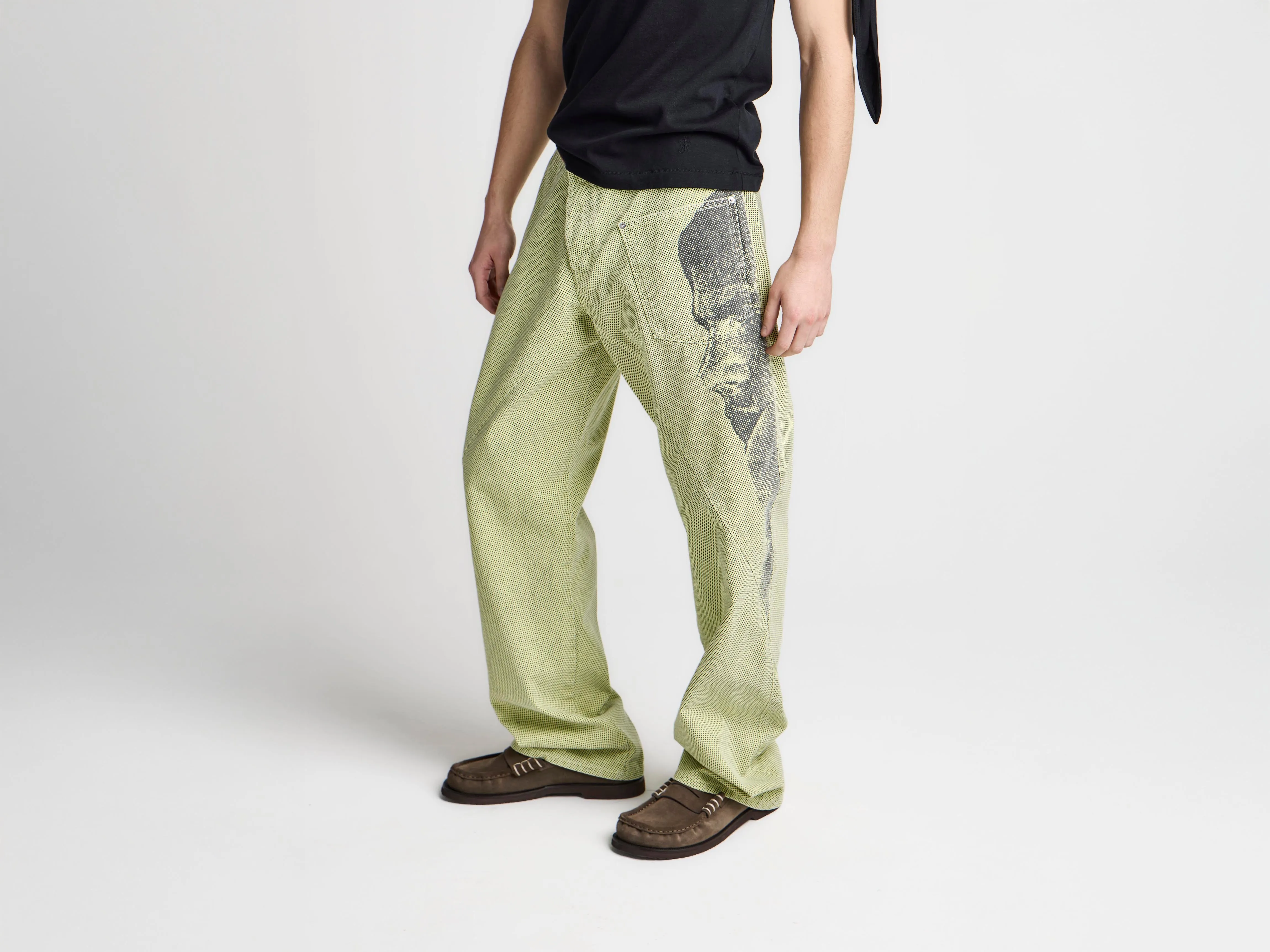 MENS TWISTED WORKWEAR DENIM JEANS IN PALE YELLOW sold by J.W. Anderson product image thumbnail 3