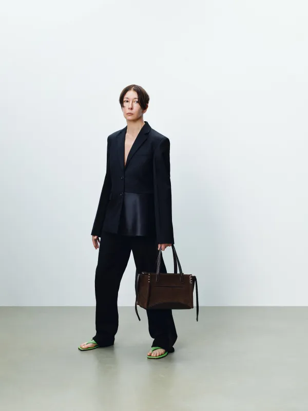 WOMENS TAILORED JACKET WITH WRAP DRAPE IN BLACK made by J.W. Anderson