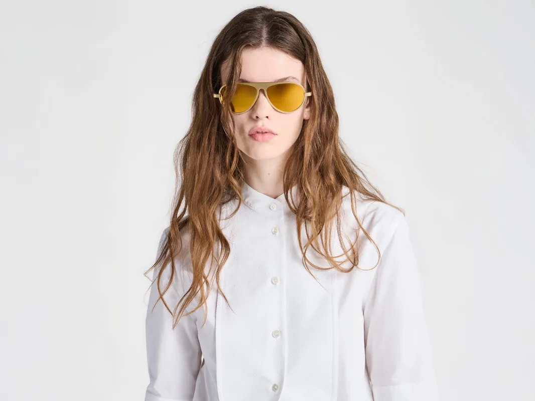 JWA05 AVIATOR MIRROR SUNGLASSES IN GOLD made by J.W. Anderson