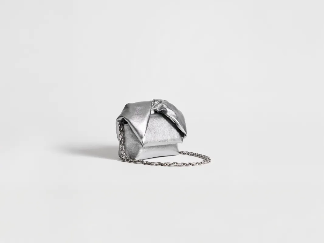 SMALL TWISTER BAG IN SILVER LEATHER made by J.W. Anderson