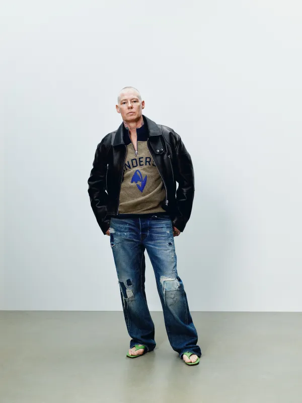 MENS HALF ZIP SWEATSHIRT IN BEIGE MELANGE made by J.W. Anderson