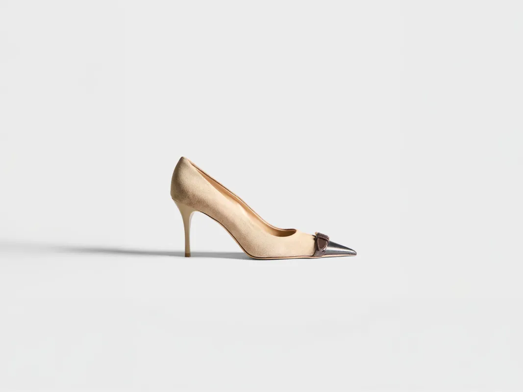 WOMENS HEELED BUCKLE SLING BACK IN TAUPE & BLACK made by J.W. Anderson