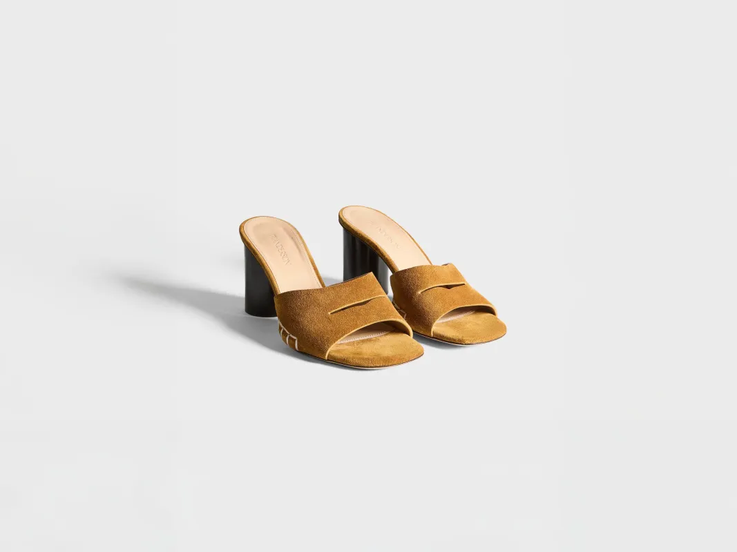 WOMENS LOAFER MULE HEELED SANDAL IN CARAMEL made by J.W. Anderson