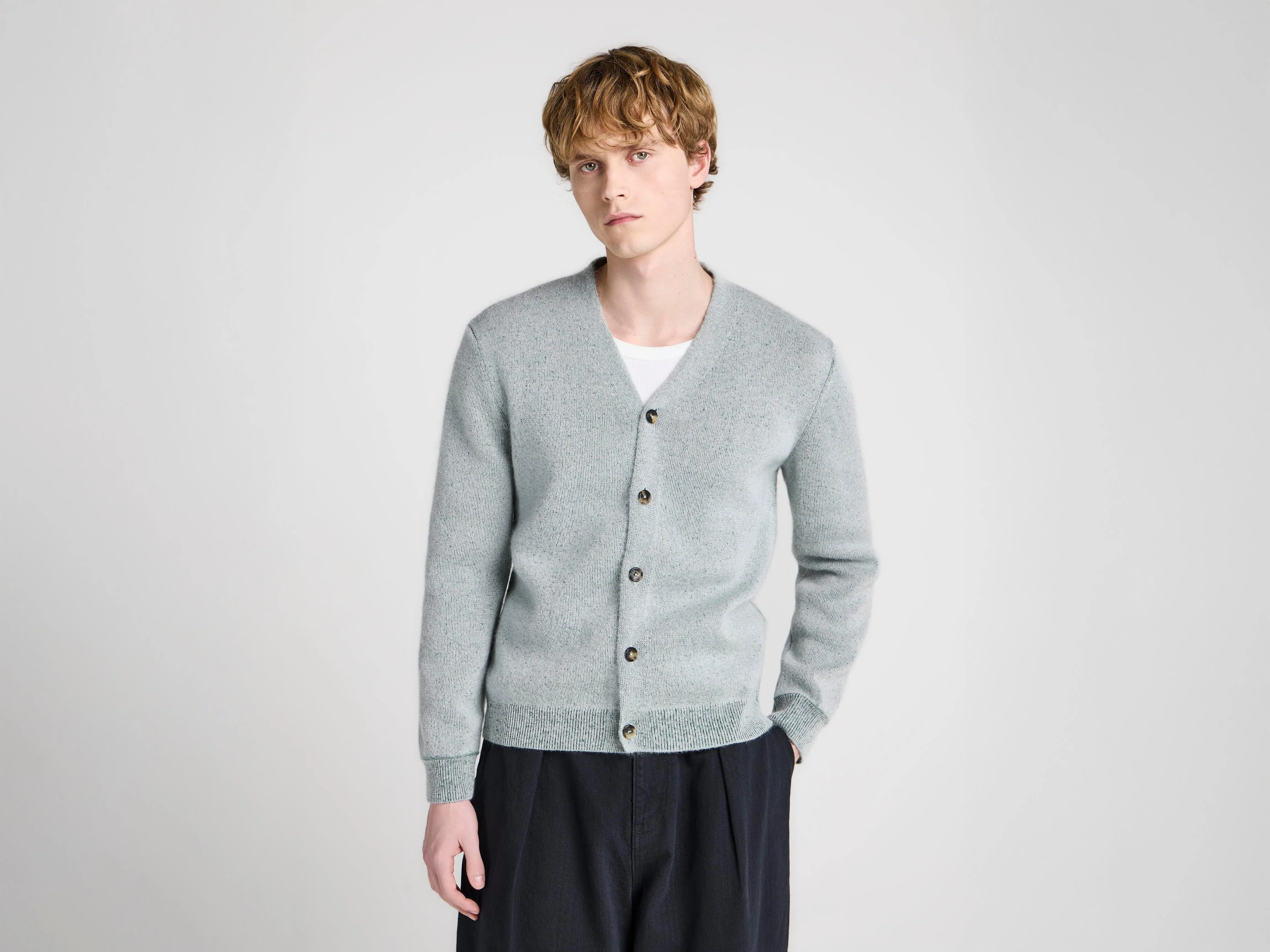 MENS KNITTED MOHAIR CARDIGAN IN LIGHT GREY sold by J.W. Anderson product image thumbnail 4
