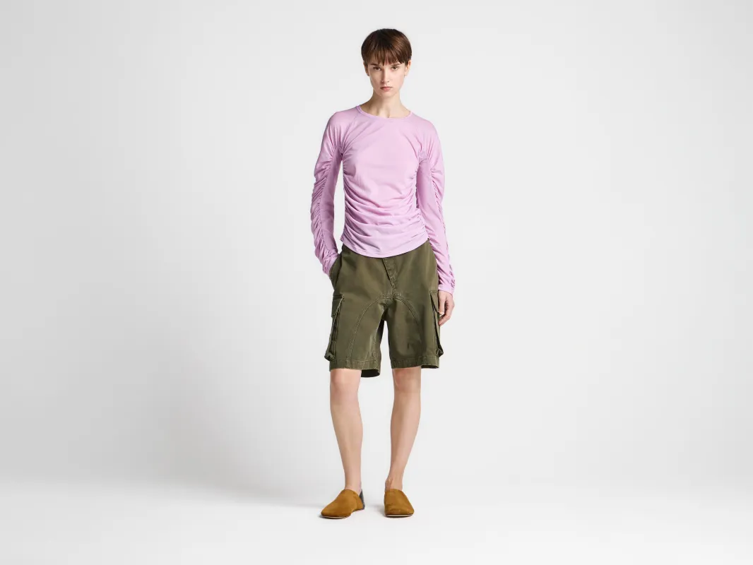 WOMENS RUCHED JERSEY TOP IN ORCHID made by J.W. Anderson