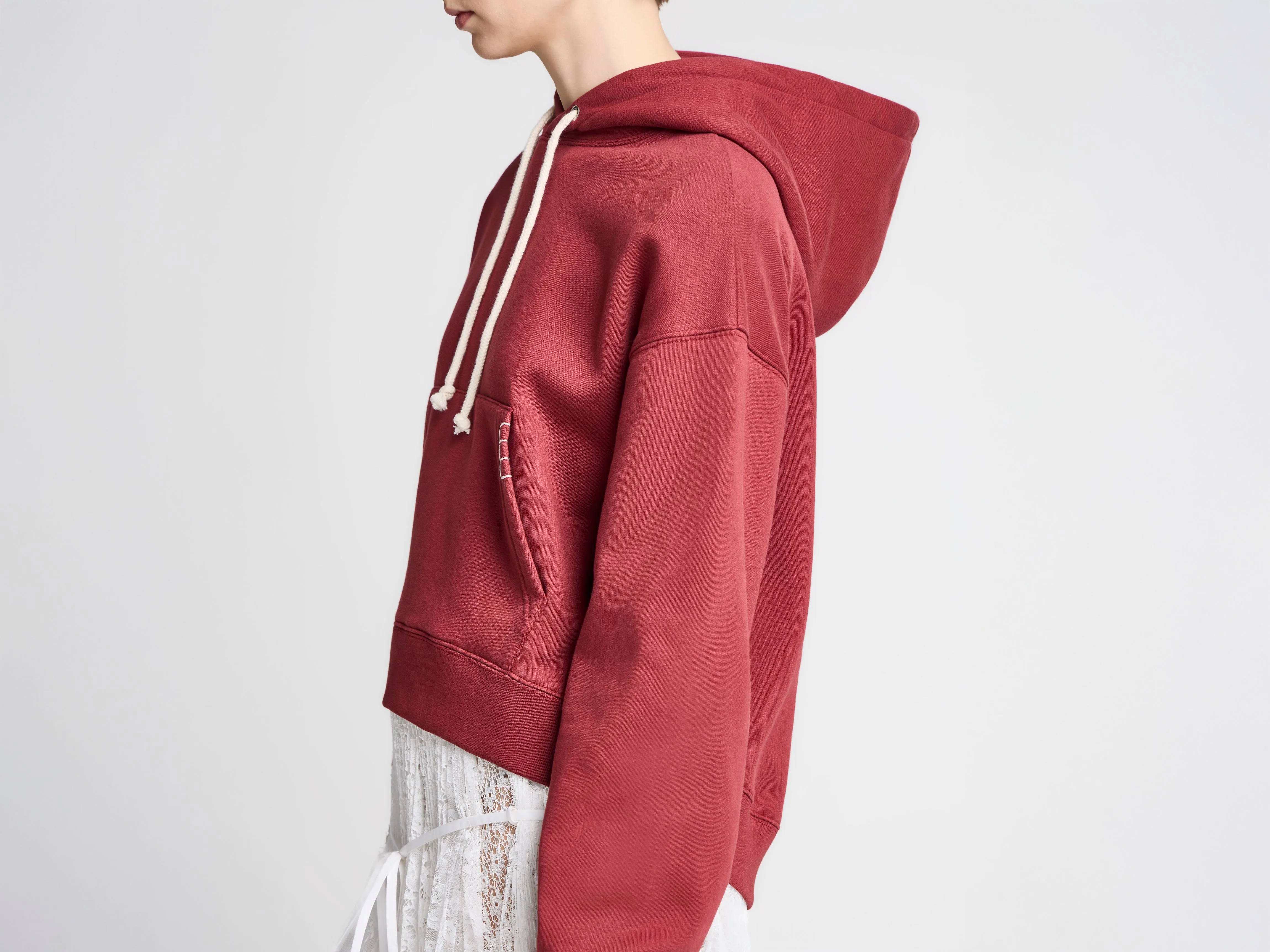 WOMENS CURVED HEM HOODIE IN BURGUNDY sold by J.W. Anderson product image thumbnail 5