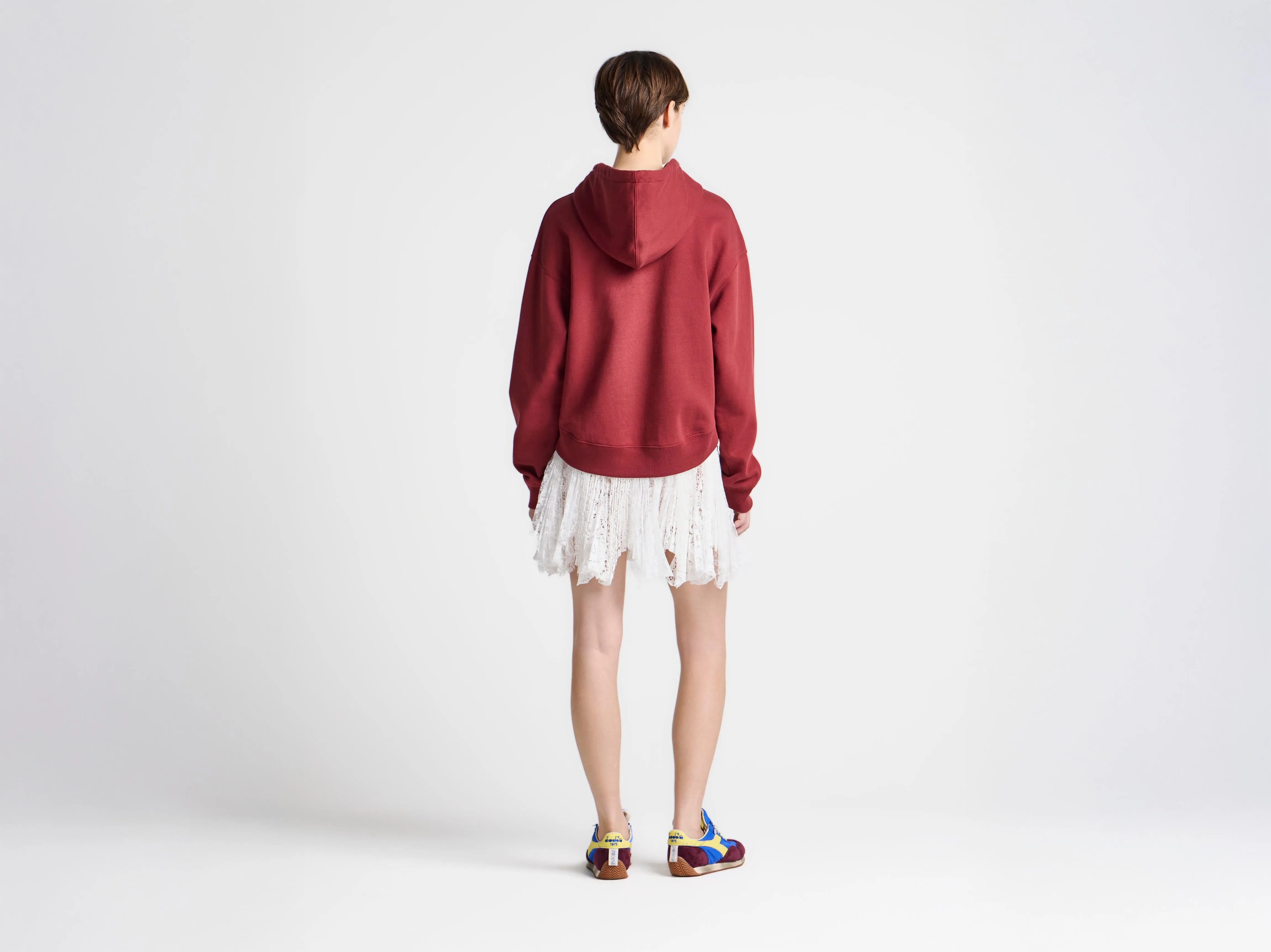 WOMENS CURVED HEM HOODIE IN BURGUNDY sold by J.W. Anderson product image thumbnail 3