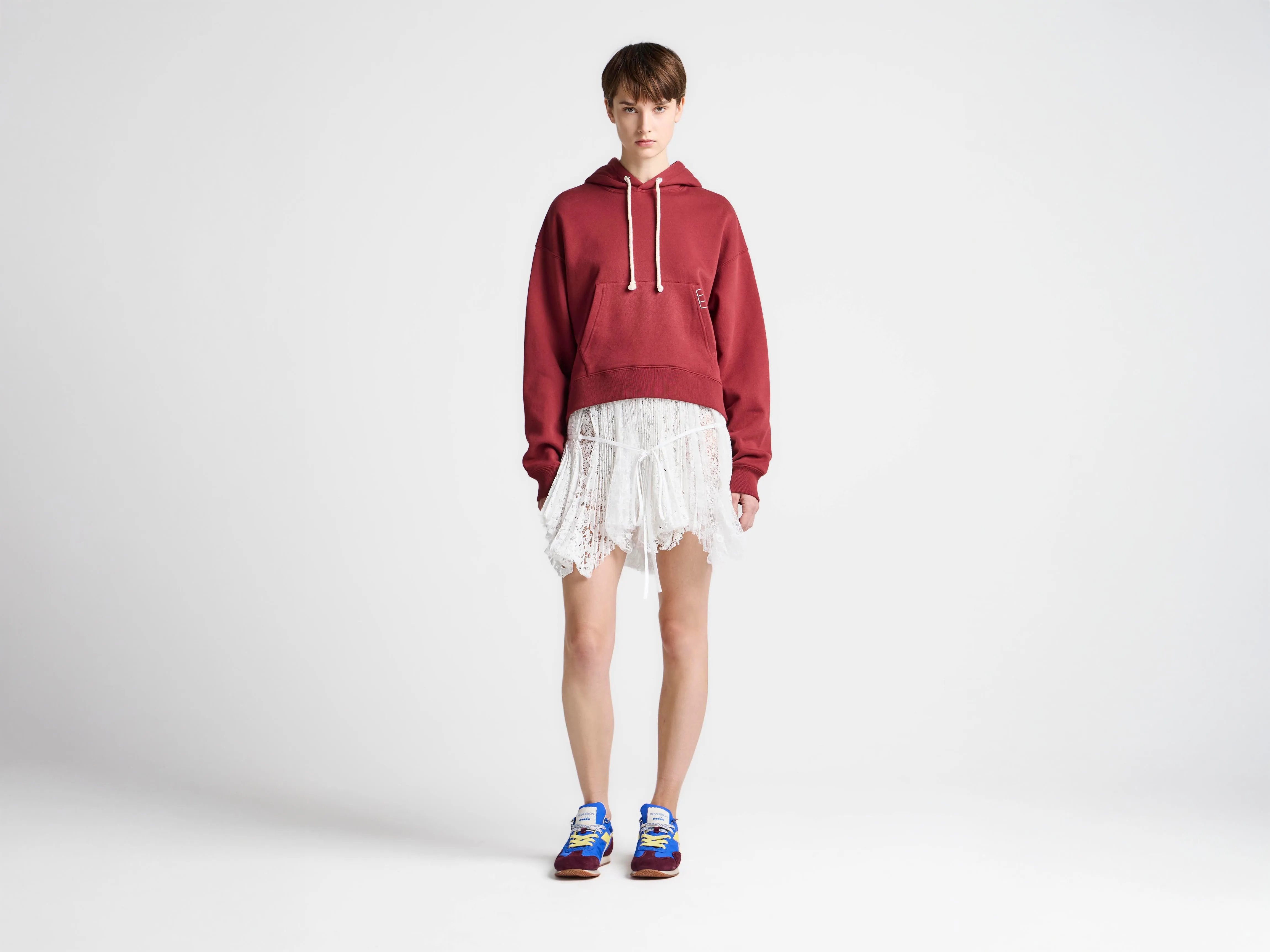 WOMENS CURVED HEM HOODIE IN BURGUNDY sold by J.W. Anderson product image thumbnail 2