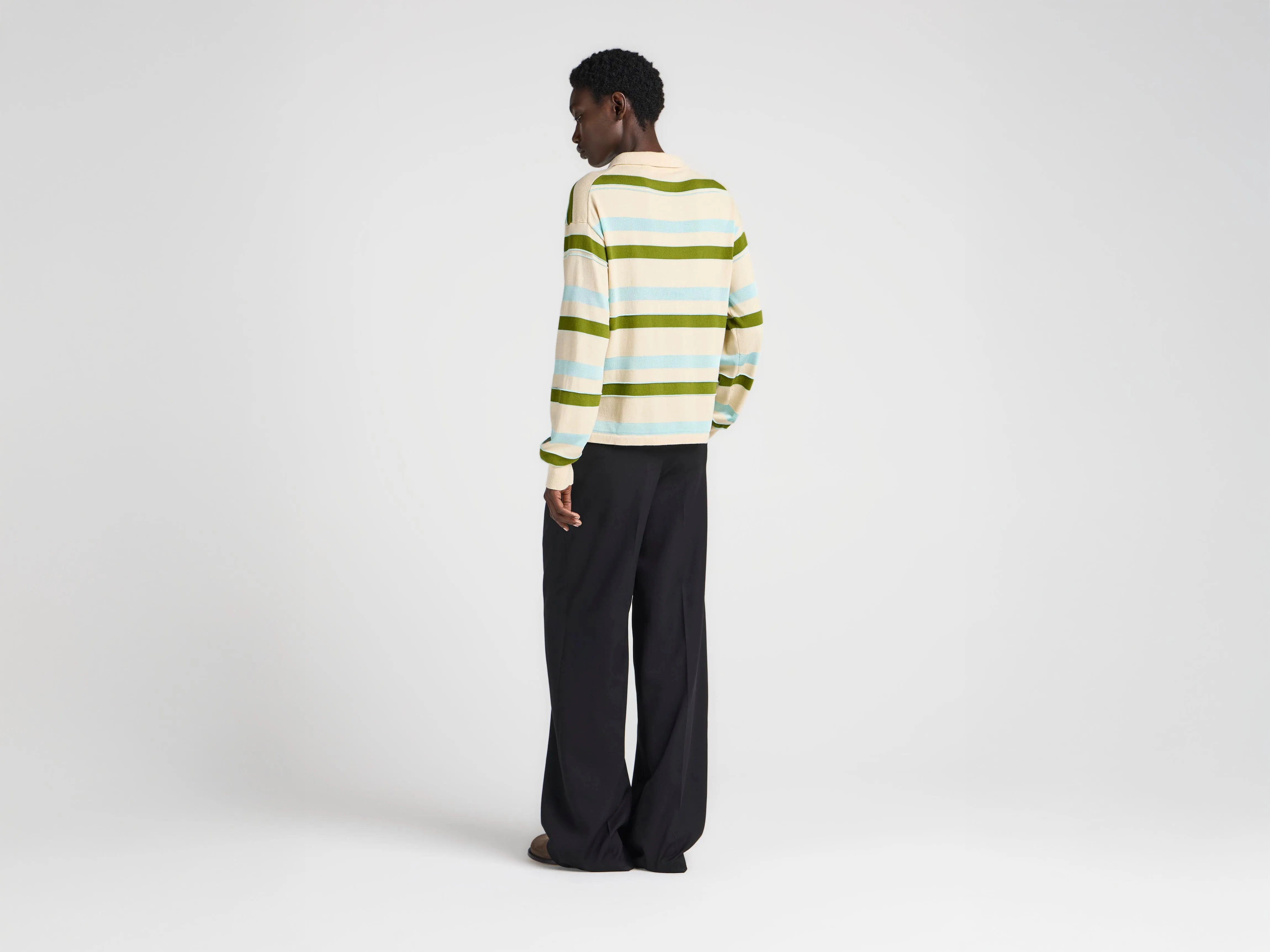WOMENS KNITTED STRIPED RUGBY POLO TOP IN IVORY sold by J.W. Anderson product image thumbnail 3