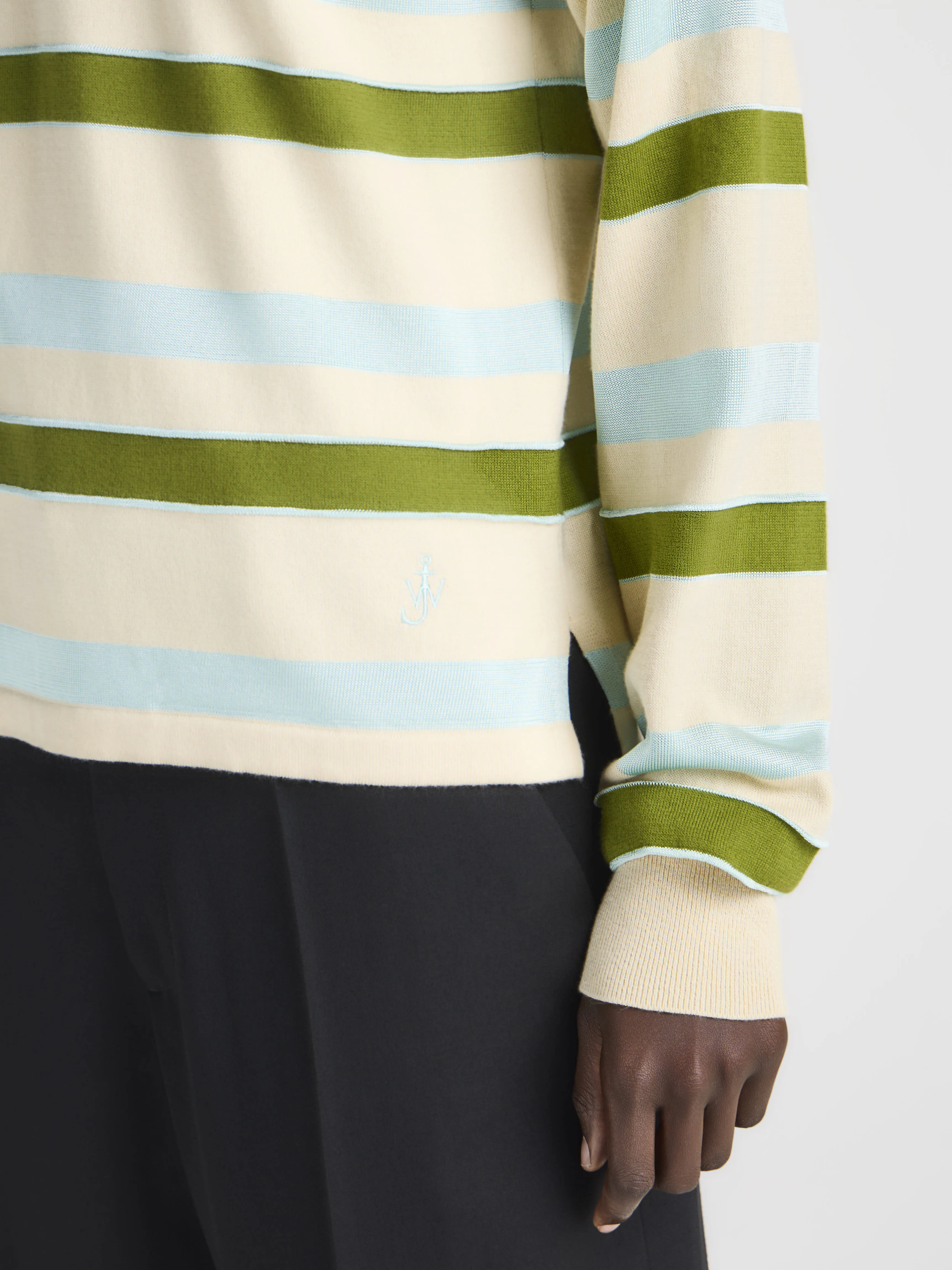 WOMENS KNITTED STRIPED RUGBY POLO TOP IN IVORY sold by J.W. Anderson product image thumbnail 4