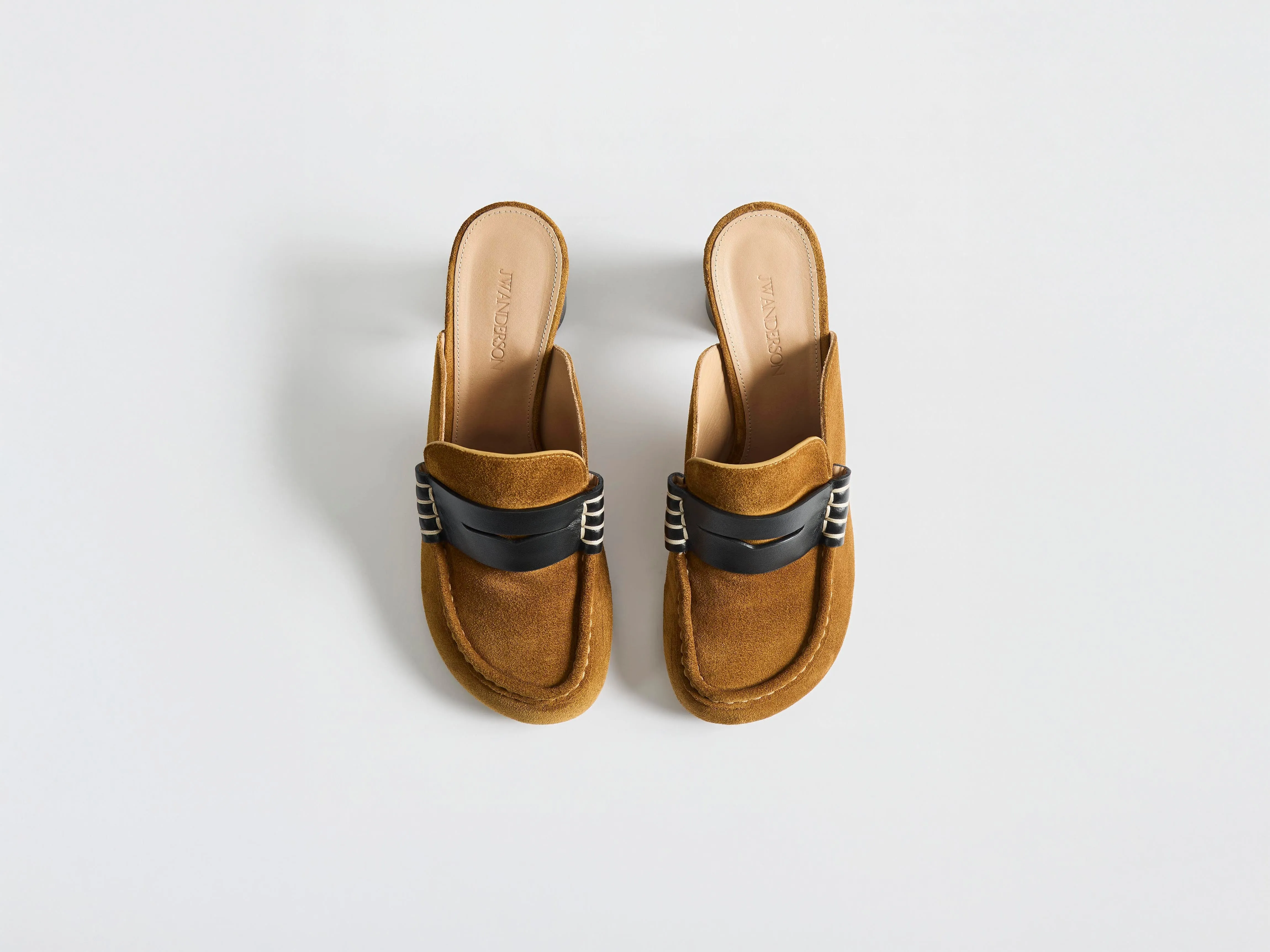 WOMENS HEELED LOAFER MULE IN CARAMEL & BLACK sold by J.W. Anderson product image thumbnail 5