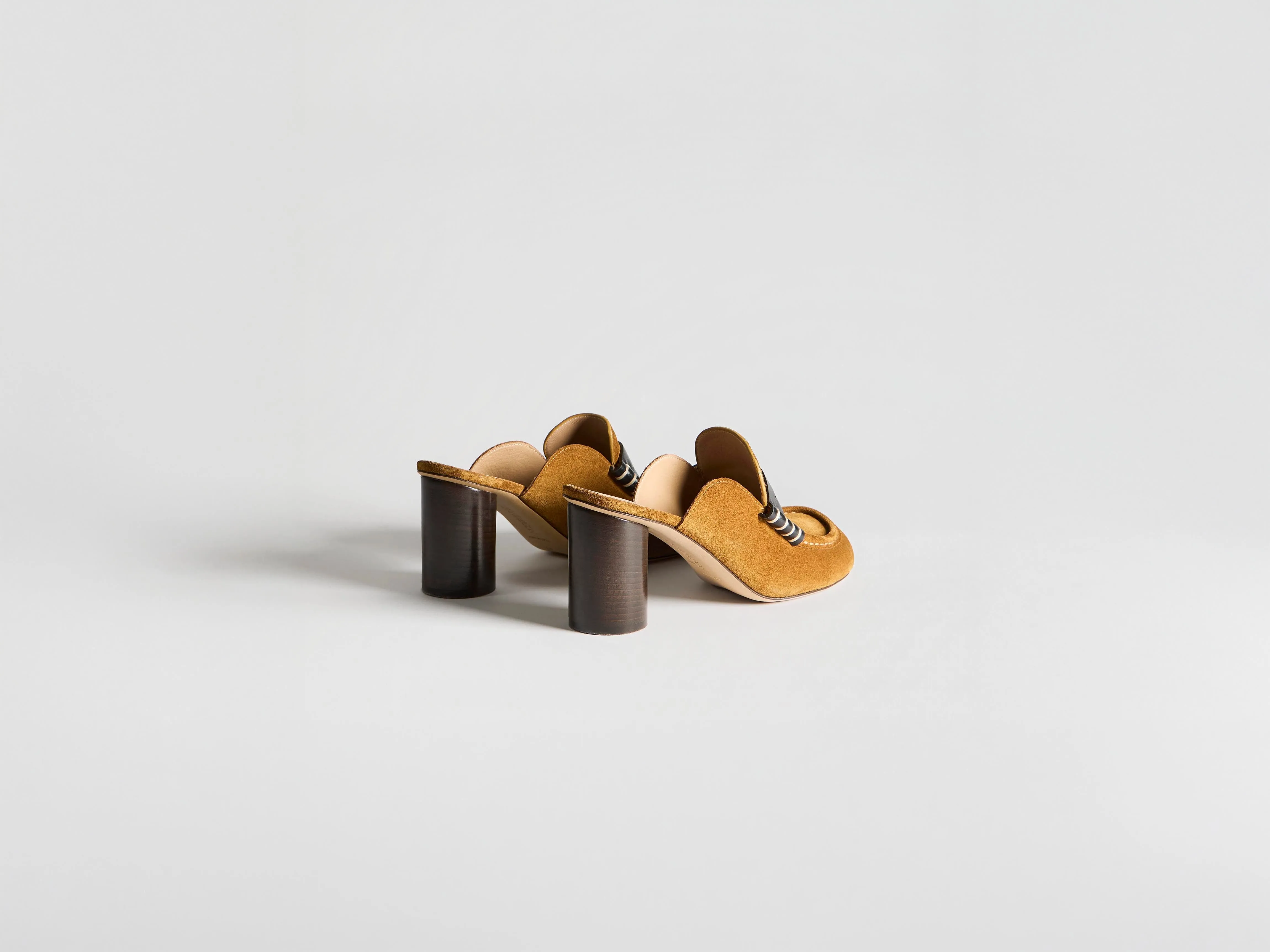 WOMENS HEELED LOAFER MULE IN CARAMEL & BLACK sold by J.W. Anderson product image thumbnail 2