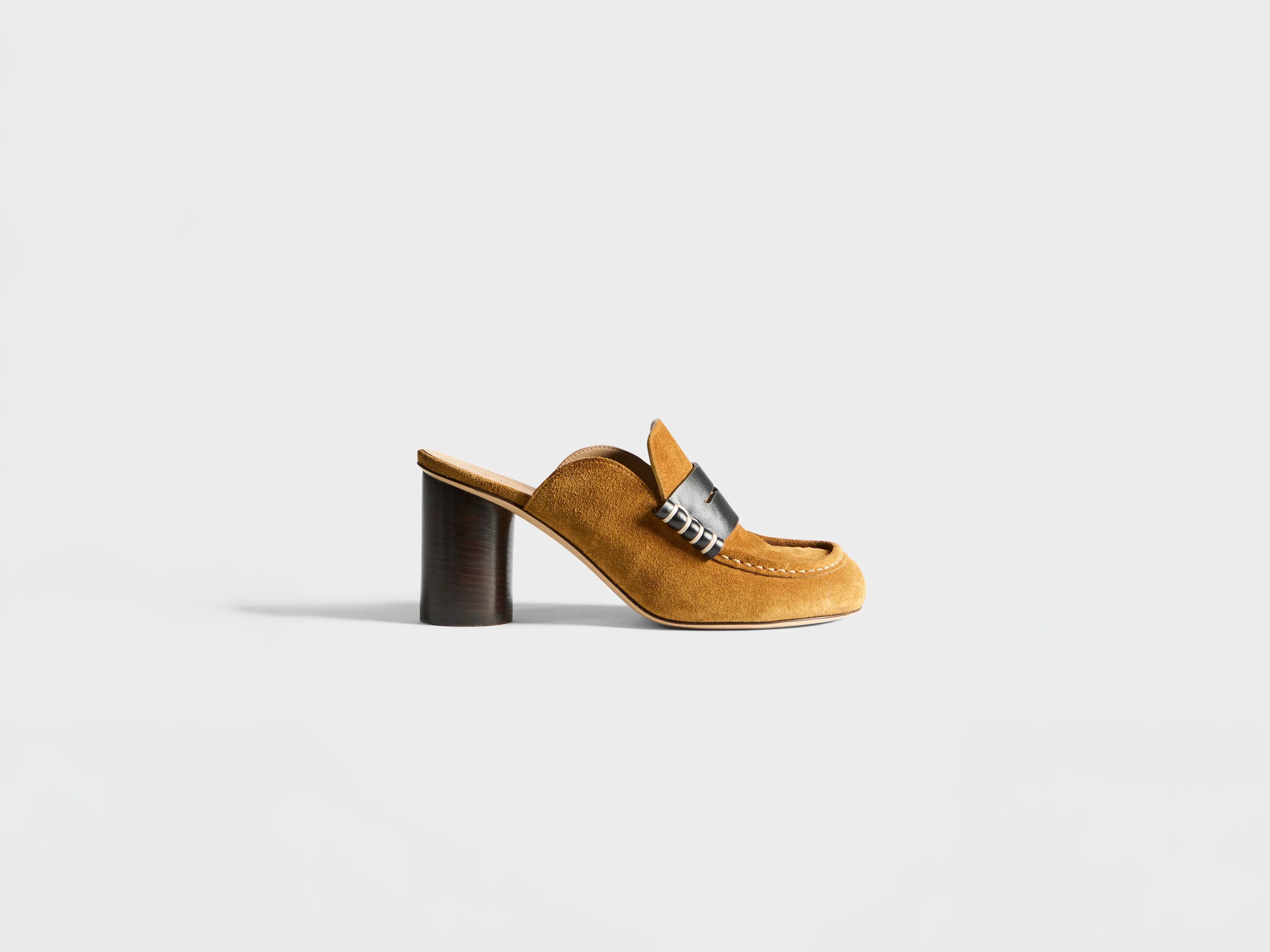 WOMENS HEELED LOAFER MULE IN CARAMEL & BLACK sold by J.W. Anderson product image thumbnail 4
