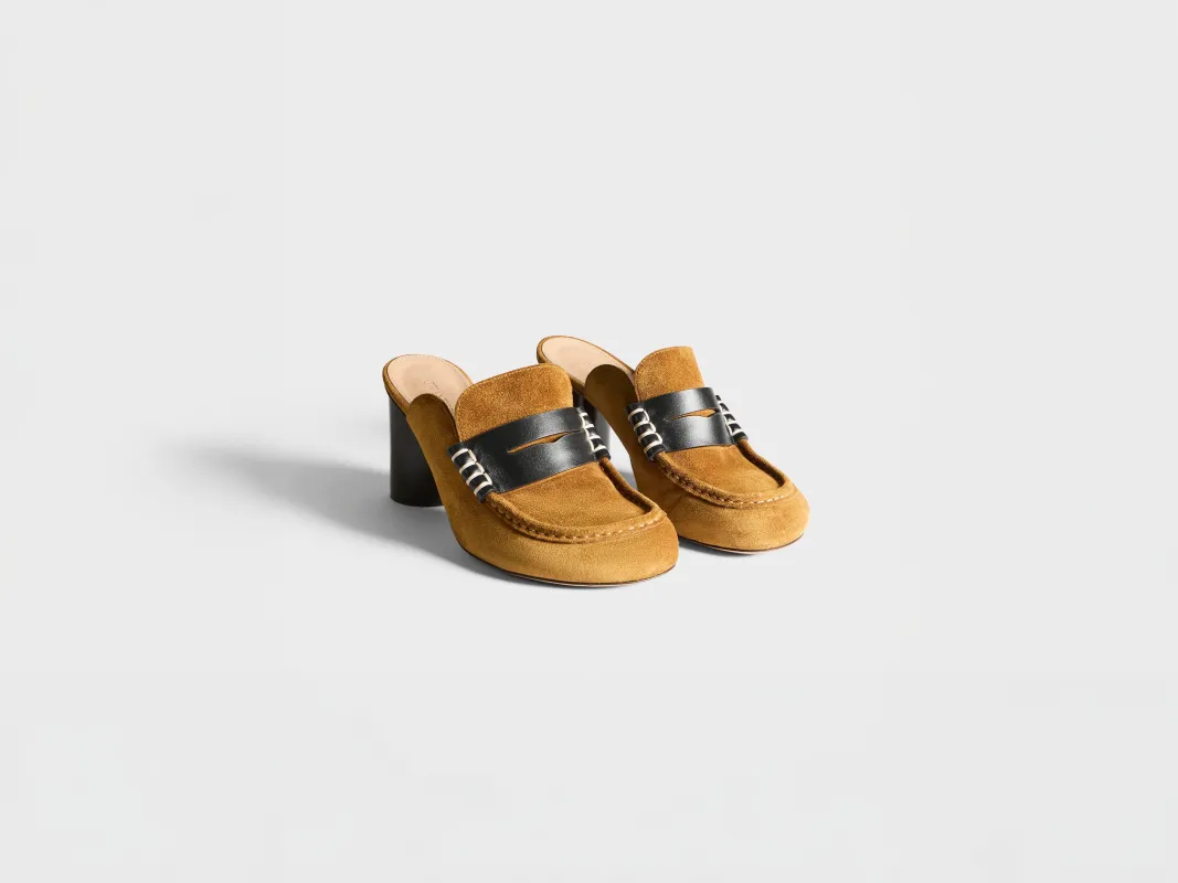 WOMENS LOAFER MULE SANDAL IN CARAMEL & BLACK made by J.W. Anderson