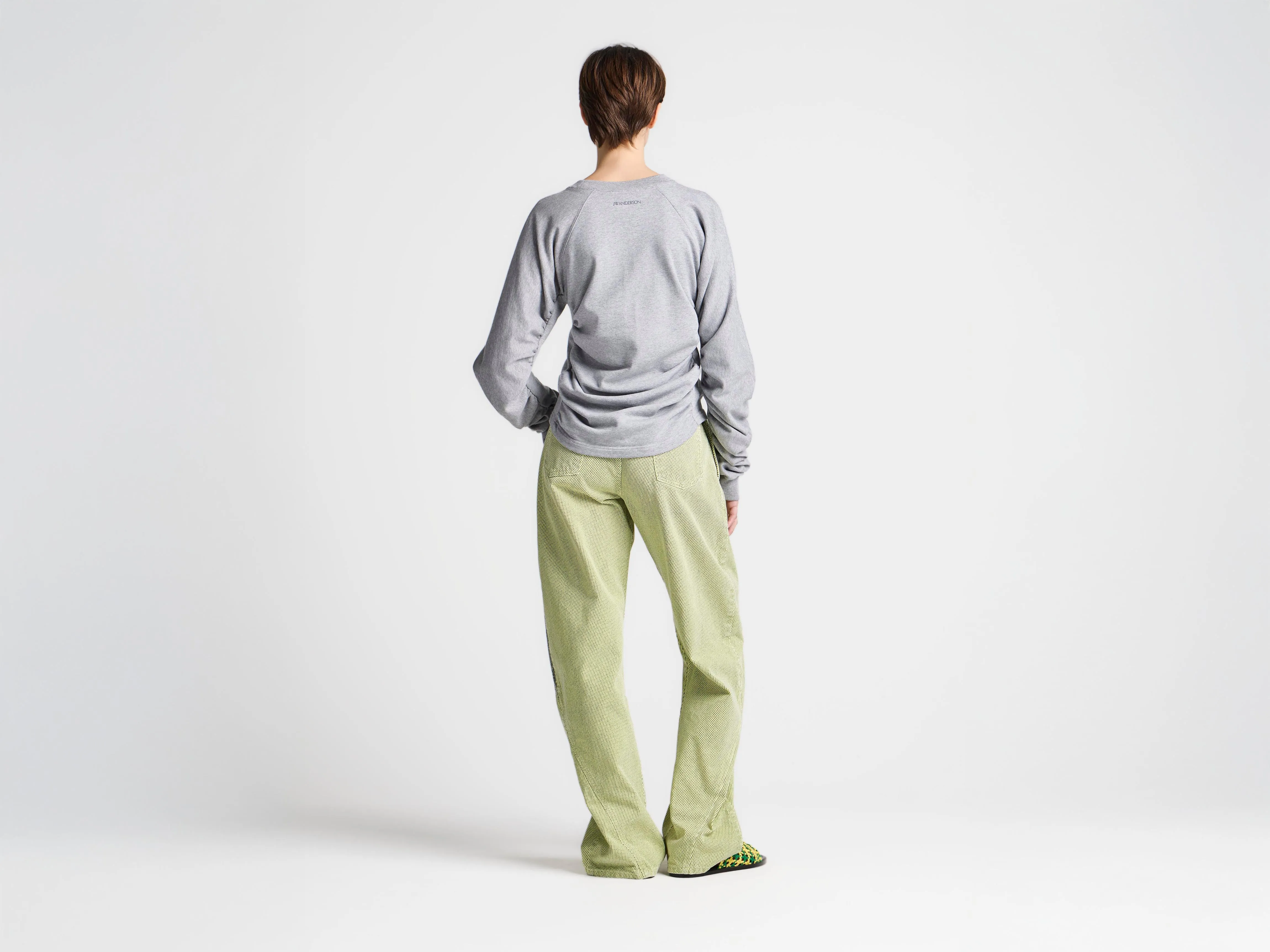 WOMENS RUCHED SLEEVE SWEATSHIRT IN MID GREY MELANGE sold by J.W. Anderson product image thumbnail 4
