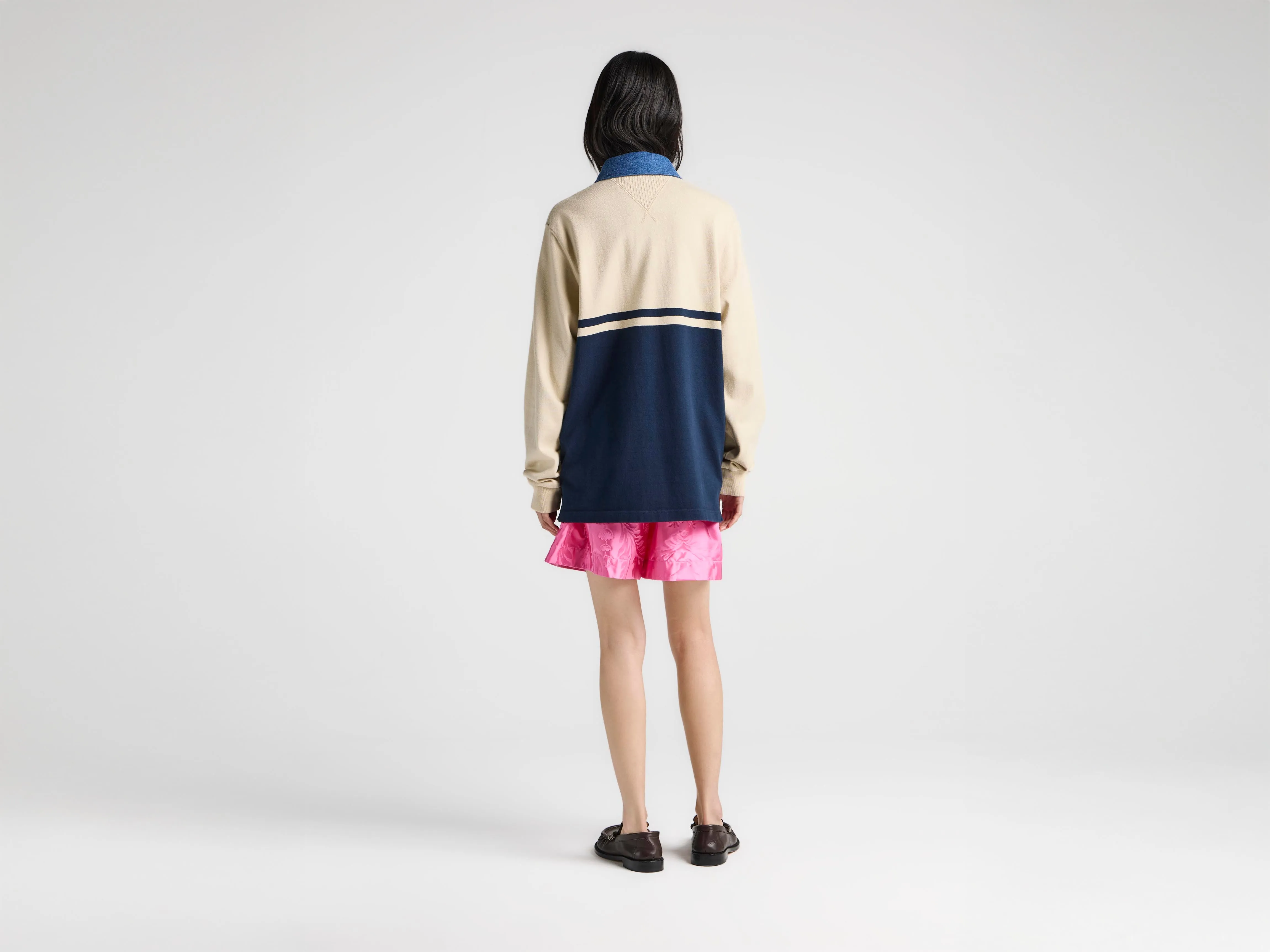 WOMENS CONTRAST COLLAR RUGBY POLO IN OFF WHITE & NAVY sold by J.W. Anderson product image thumbnail 3