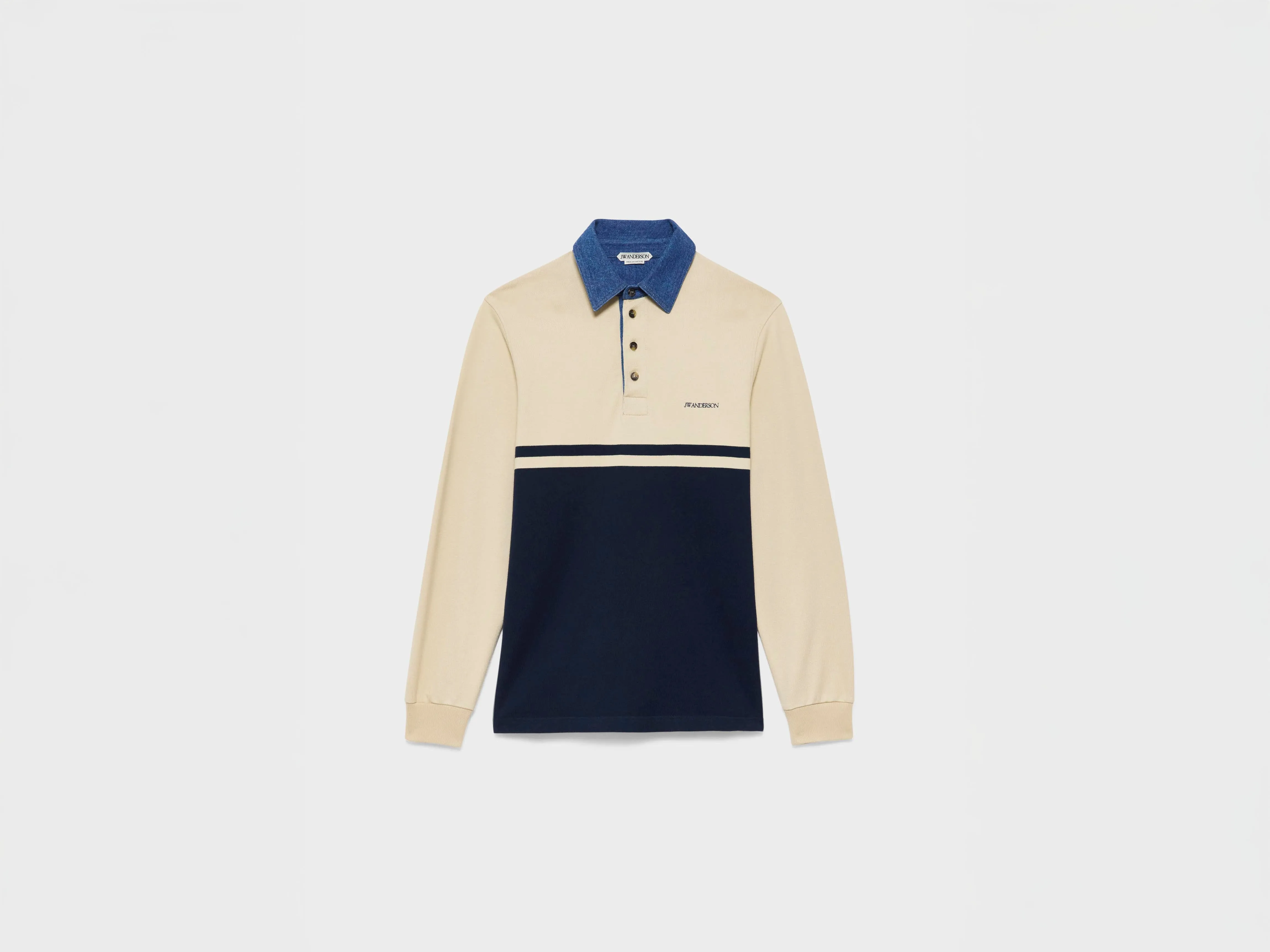 WOMENS CONTRAST COLLAR RUGBY POLO IN OFF WHITE & NAVY sold by J.W. Anderson product image thumbnail 5