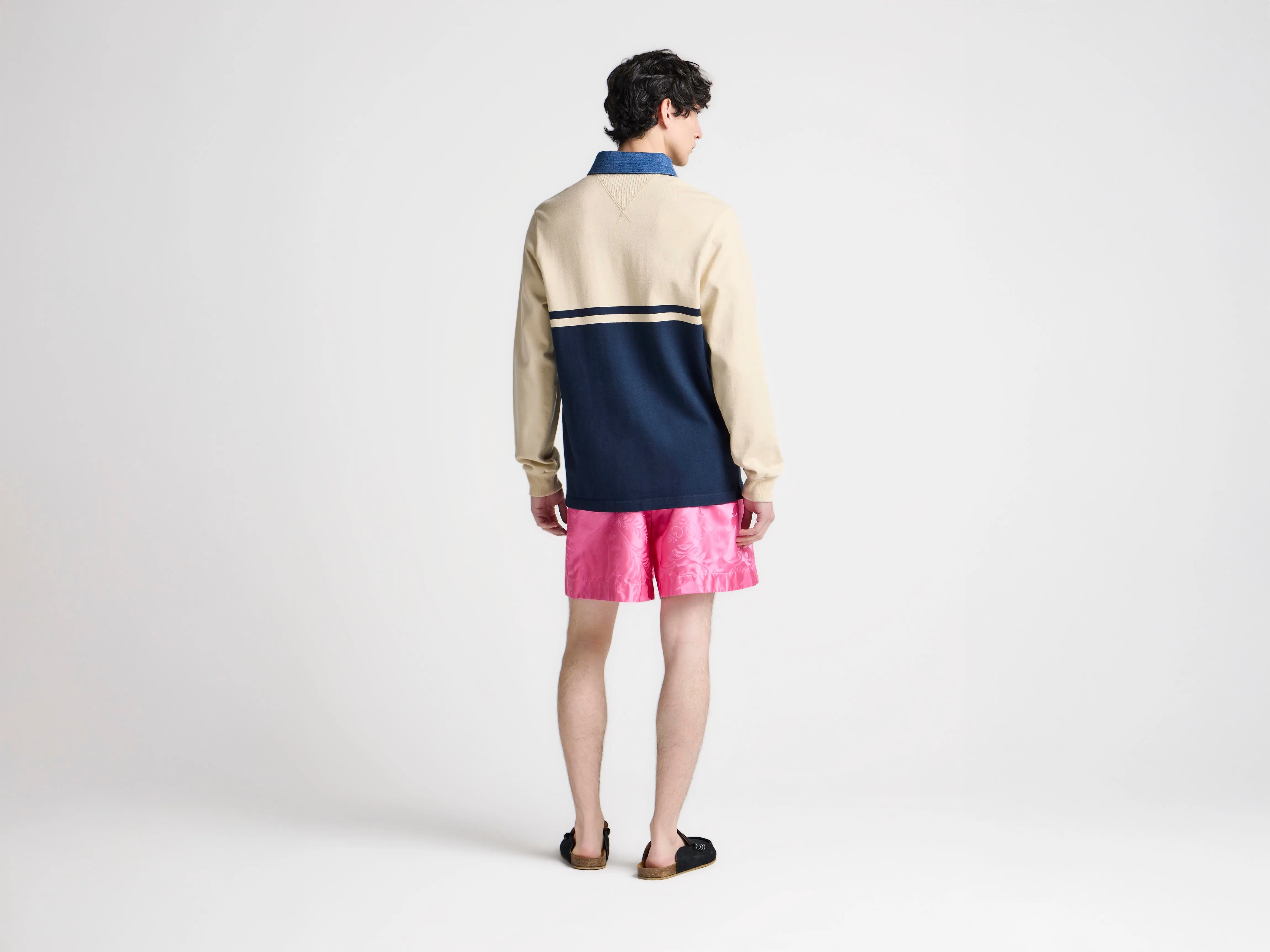MENS CONTRAST COLLAR RUGBY POLO IN OFF WHITE & NAVY sold by J.W. Anderson product image thumbnail 2