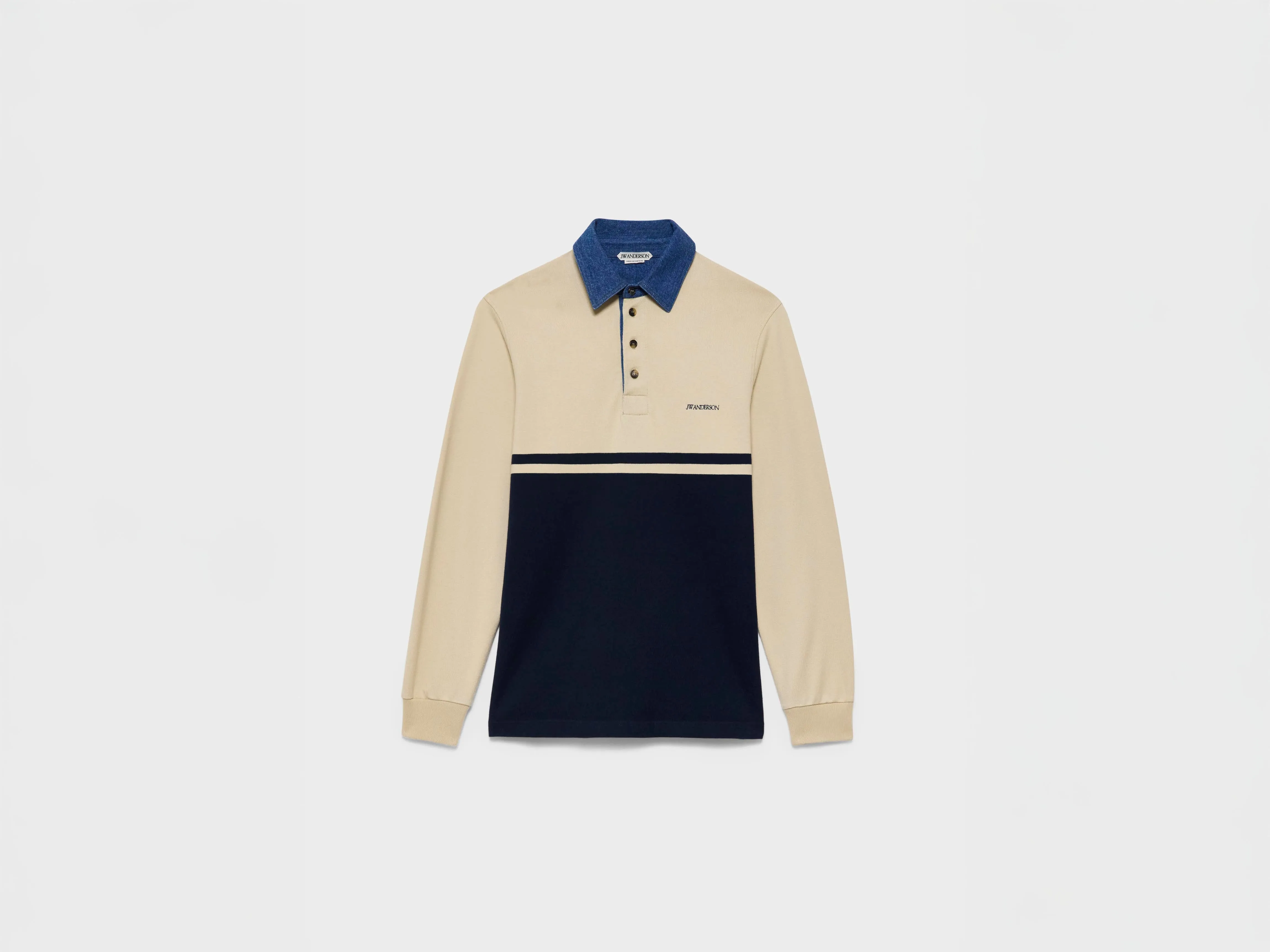 MENS CONTRAST COLLAR RUGBY POLO IN OFF WHITE & NAVY sold by J.W. Anderson product image thumbnail 5