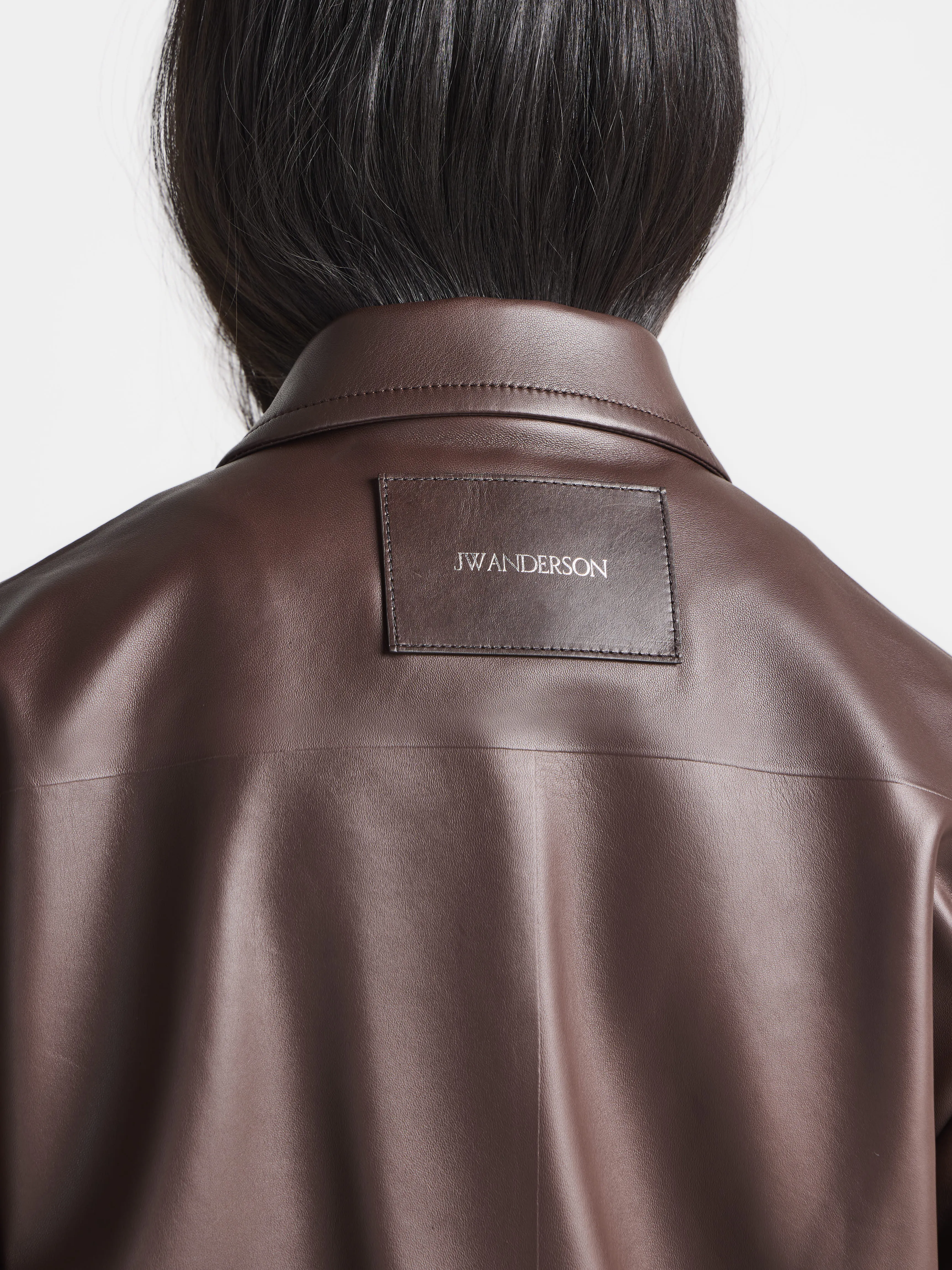 WOMENS BLOUSON LEATHER JACKET IN CHOCOLATE BROWN sold by J.W. Anderson product image thumbnail 4