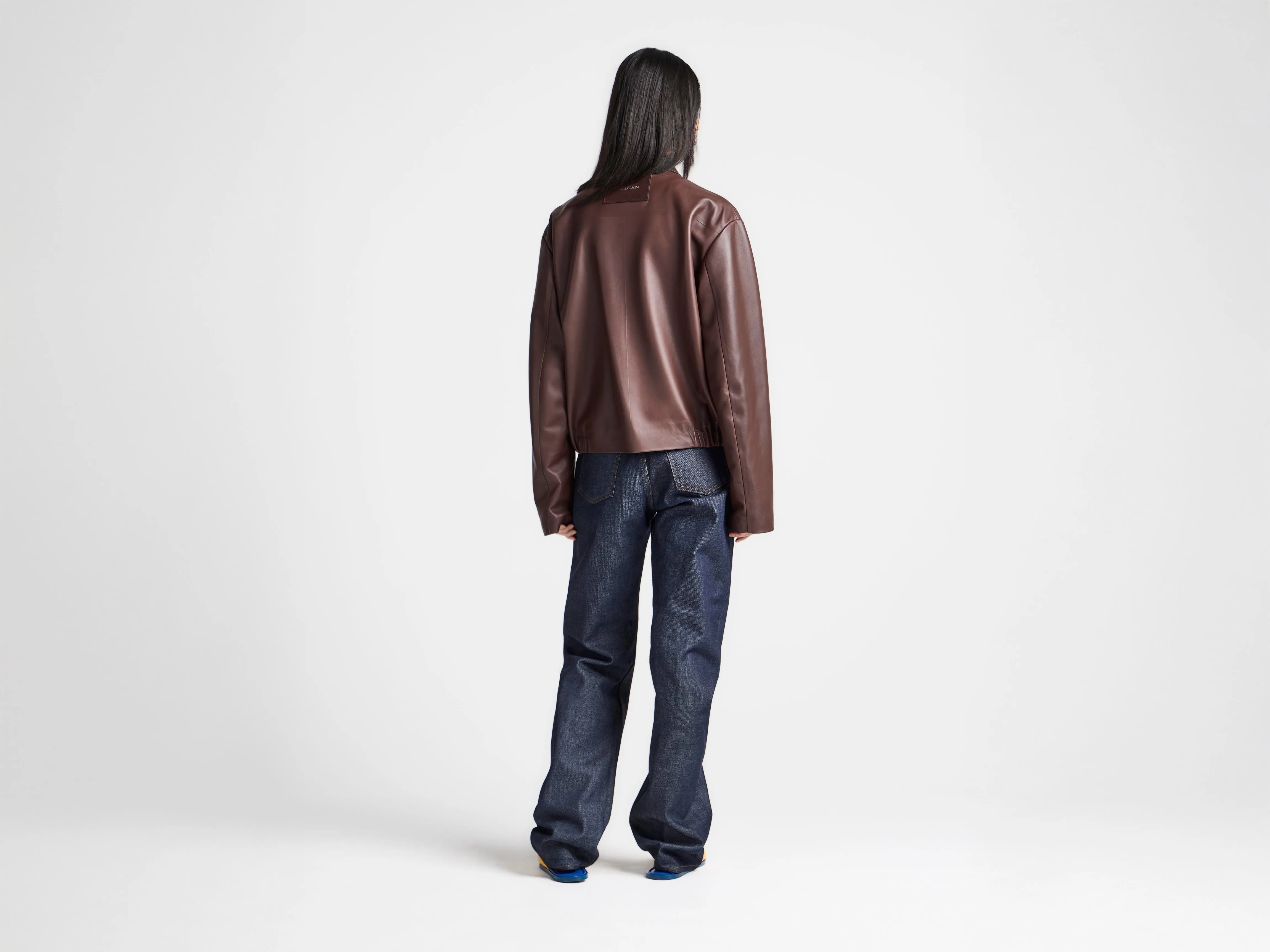 WOMENS BLOUSON LEATHER JACKET IN CHOCOLATE BROWN sold by J.W. Anderson product image thumbnail 2