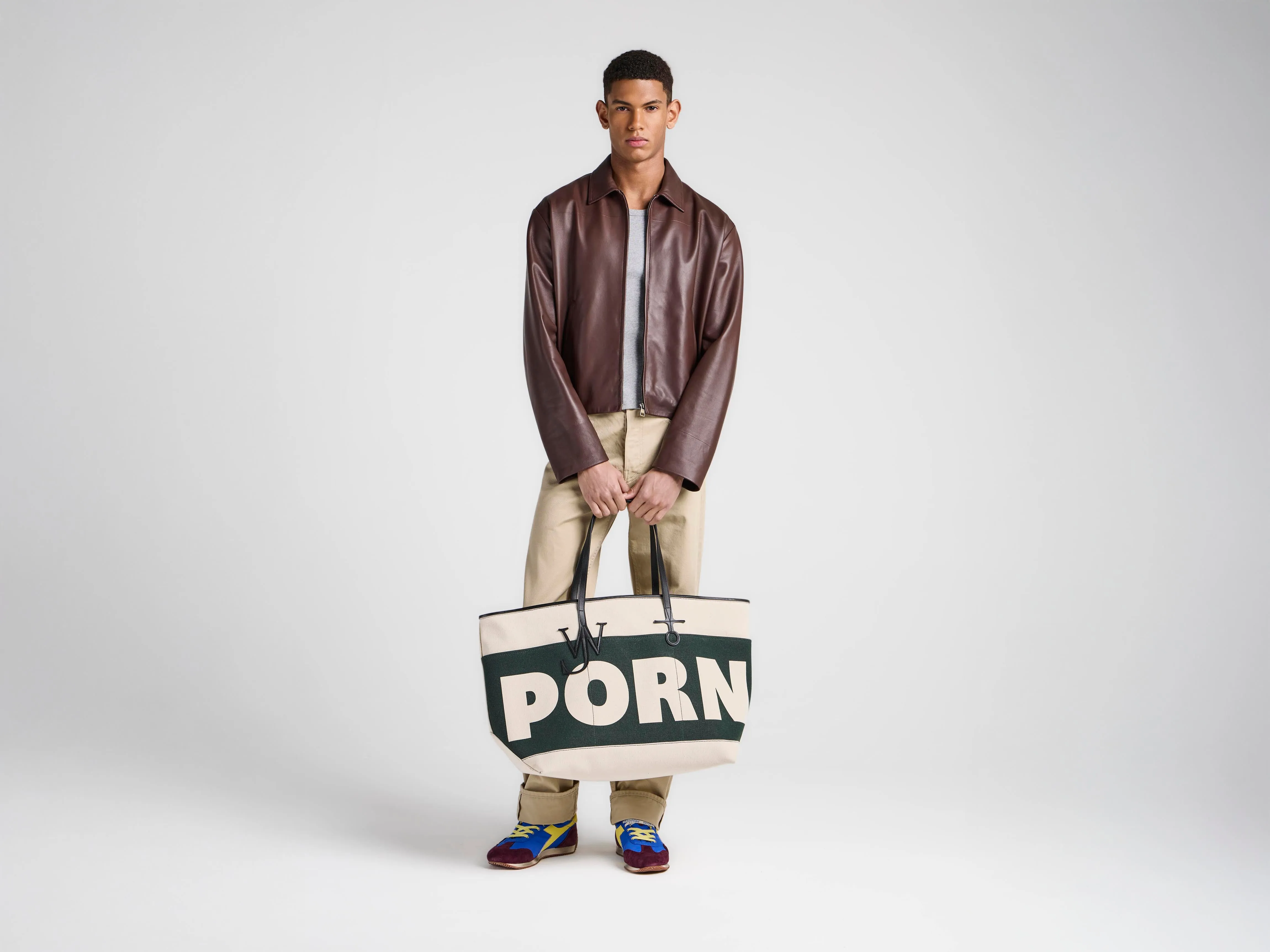 MENS BLOUSON LEATHER JACKET IN CHOCOLATE BROWN sold by J.W. Anderson product image thumbnail 3