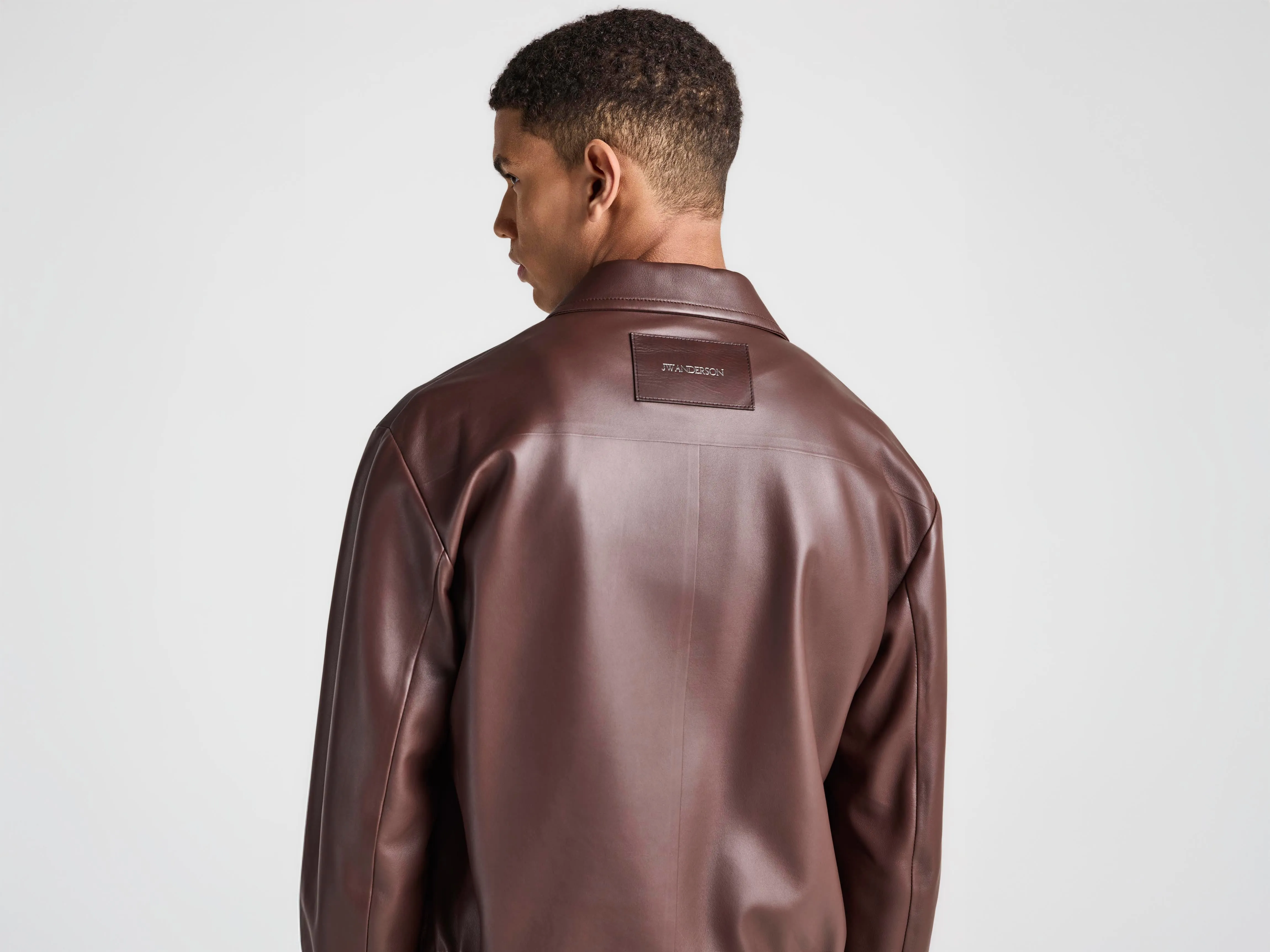 MENS BLOUSON LEATHER JACKET IN CHOCOLATE BROWN sold by J.W. Anderson product image thumbnail 2