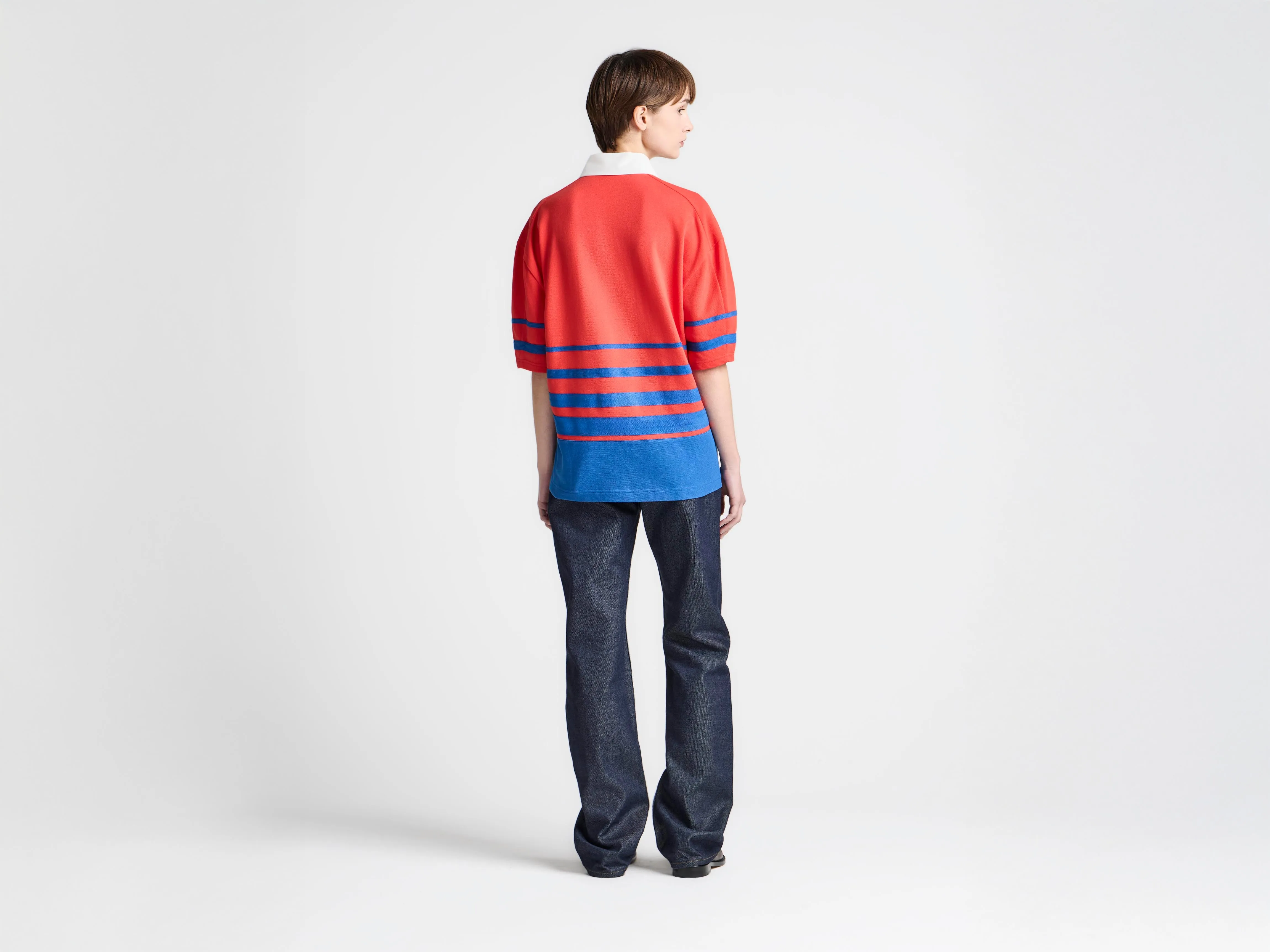 WOMENS STRIPED RUGBY POLO TOP IN IN RED & BLUE sold by J.W. Anderson product image thumbnail 2