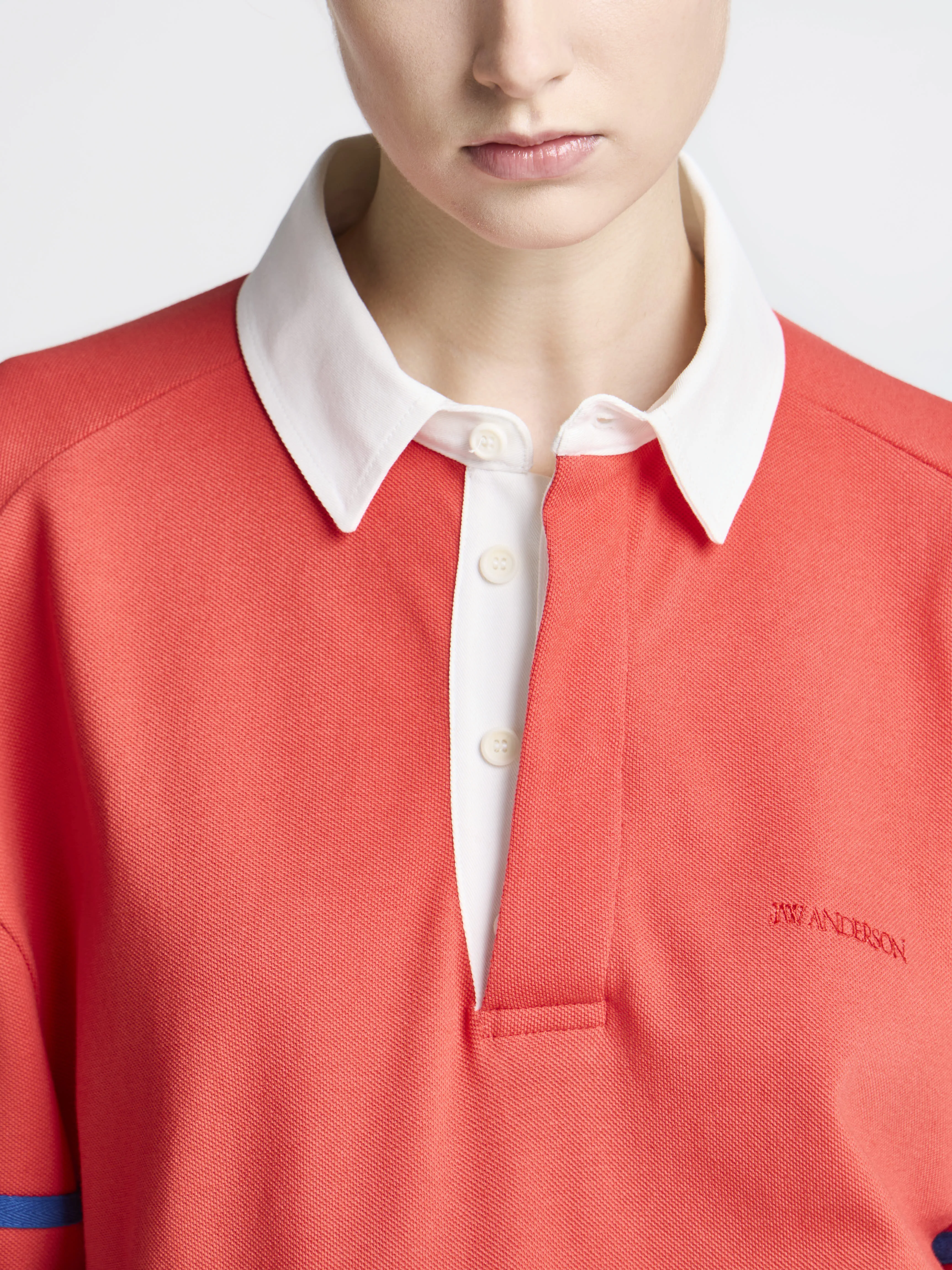 WOMENS STRIPED RUGBY POLO TOP IN IN RED & BLUE sold by J.W. Anderson product image thumbnail 3