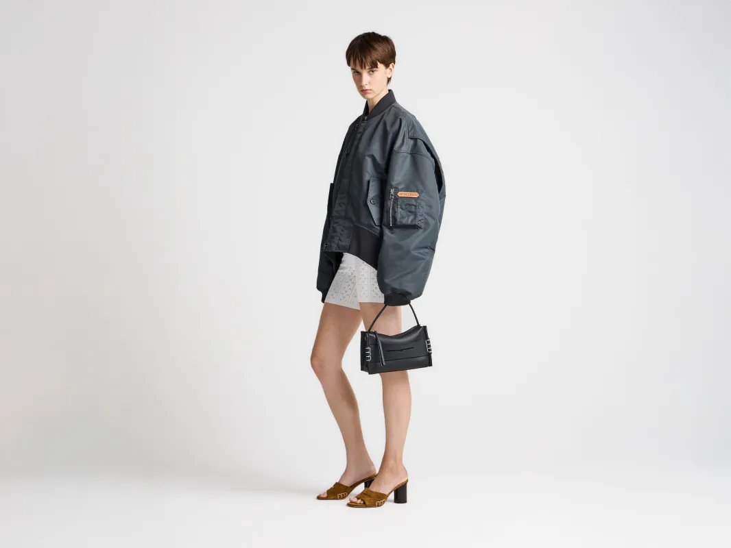 WOMENS OVERSIZED TIPPED HEM BOMBER JACKET IN DARK GREY made by J.W. Anderson