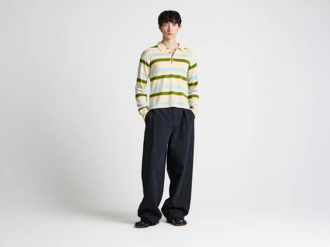 MENS KNITTED STRIPED RUGBY POLO TOP IN IVORY made by J.W. Anderson