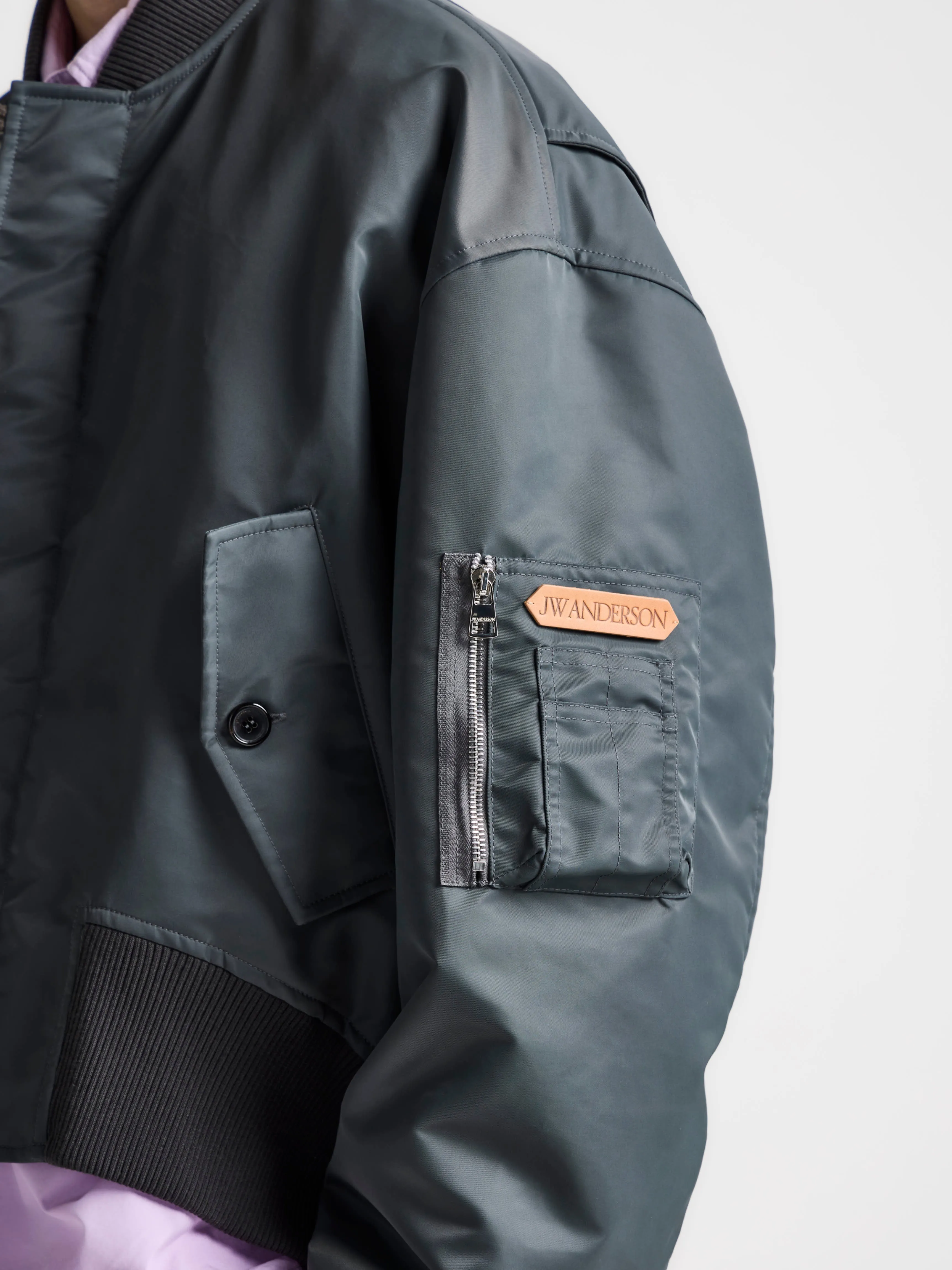 MENS OVERSIZED TIPPED HEM BOMBER JACKET IN DARK GREY sold by J.W. Anderson product image thumbnail 4