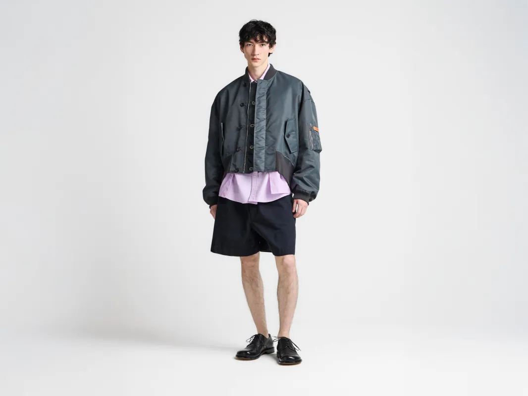 MENS OVERSIZED TIPPED HEM BOMBER JACKET IN DARK GREY made by J.W. Anderson