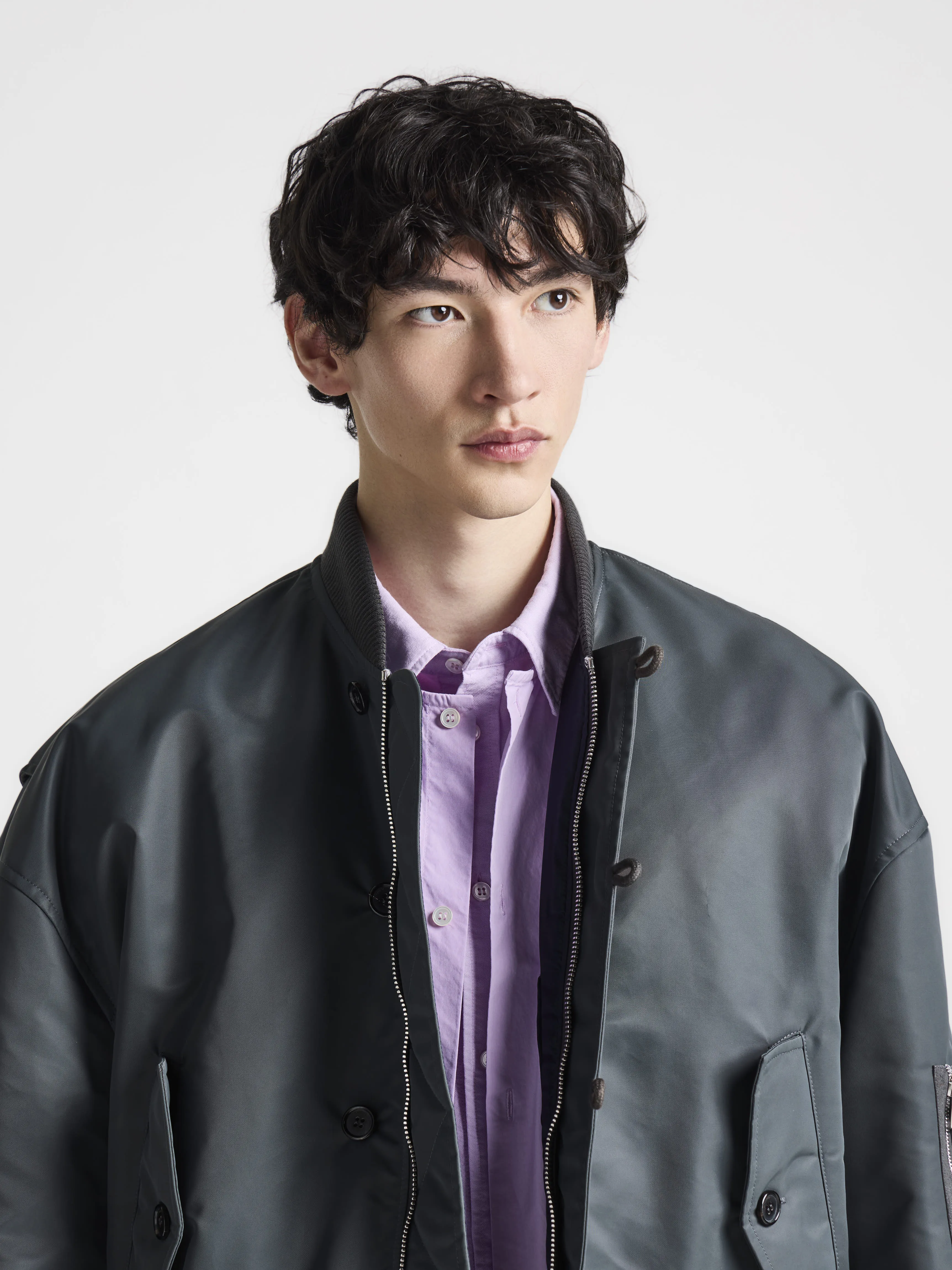 MENS OVERSIZED TIPPED HEM BOMBER JACKET IN DARK GREY sold by J.W. Anderson product image thumbnail 3