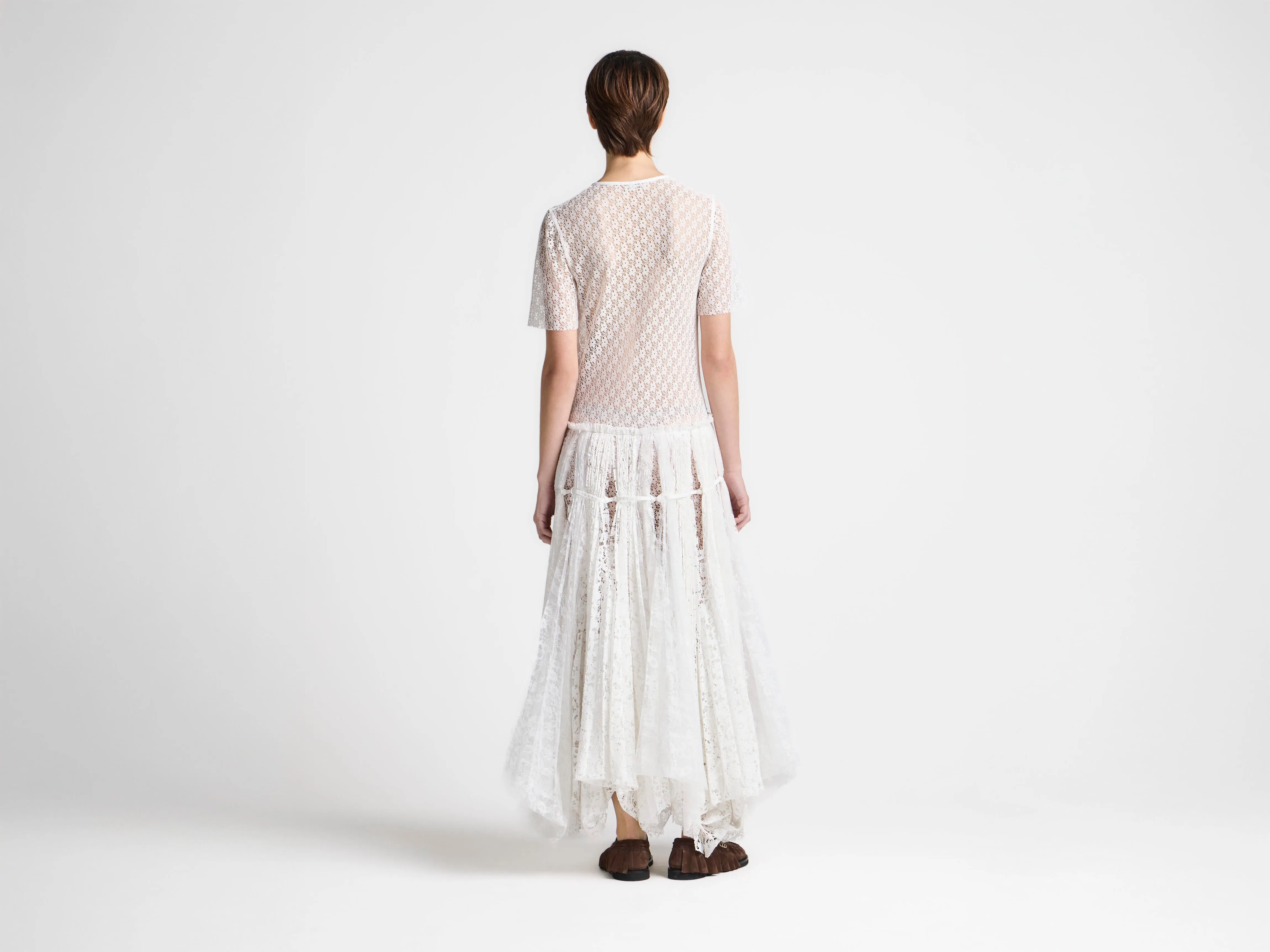 WOMENS MIXED LACE LONGLINE DRESS IN WHITE sold by J.W. Anderson product image thumbnail 3