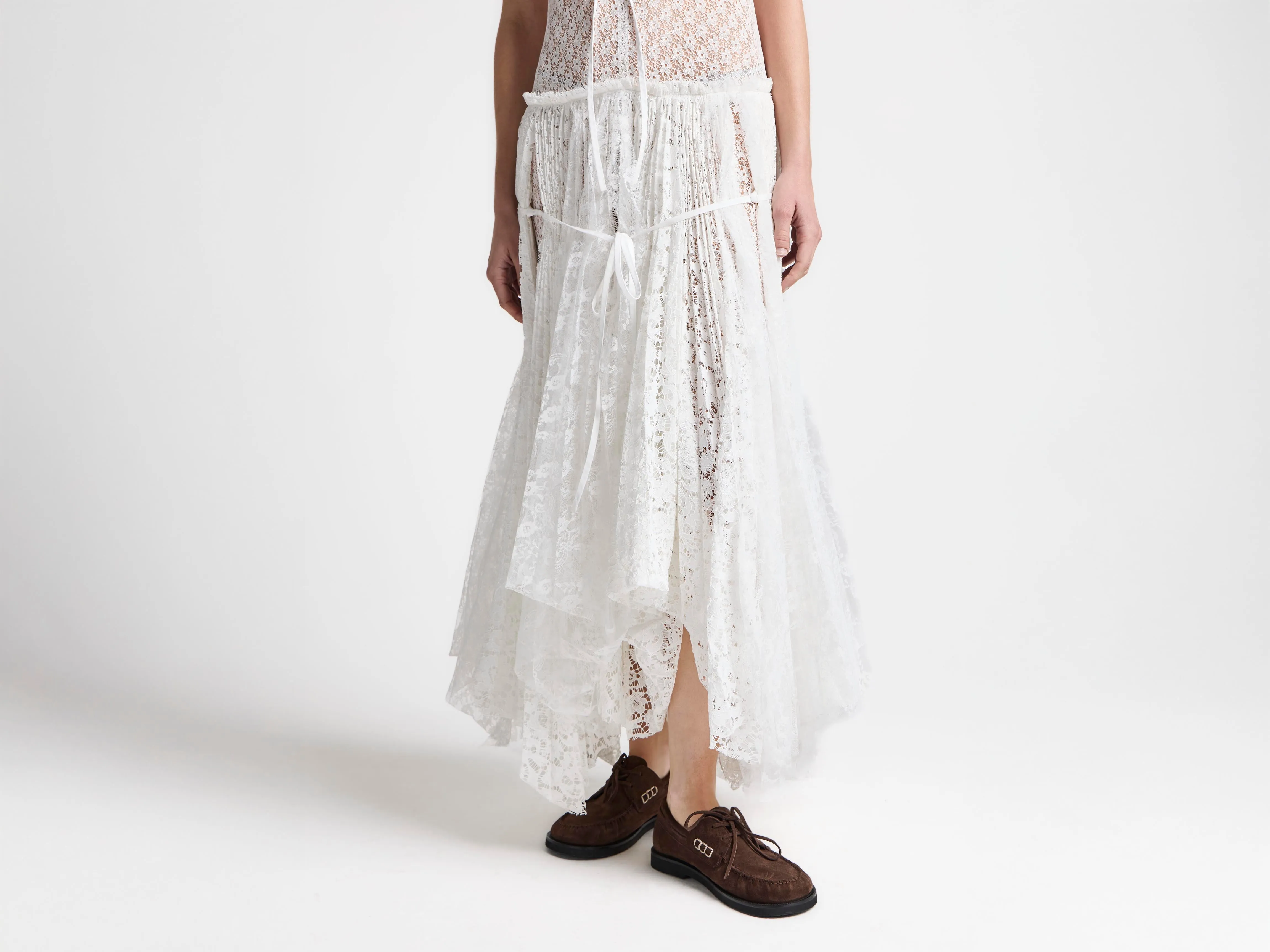 WOMENS MIXED LACE LONGLINE DRESS IN WHITE sold by J.W. Anderson product image thumbnail 5