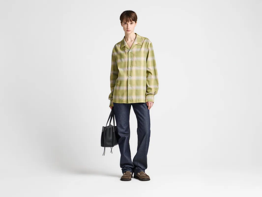 WOMENS CHECKERED SHIRT IN APPLE GREEN made by J.W. Anderson