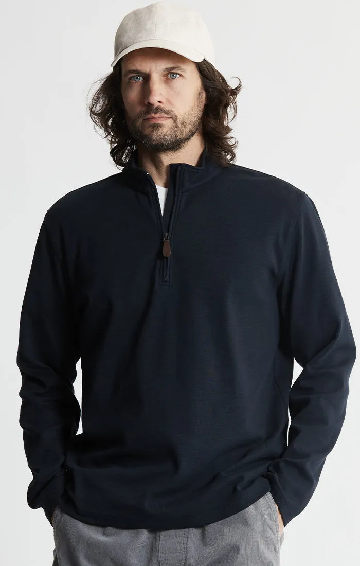Stretch Cotton Slub Quarter Zip Pullover sold by Jachs