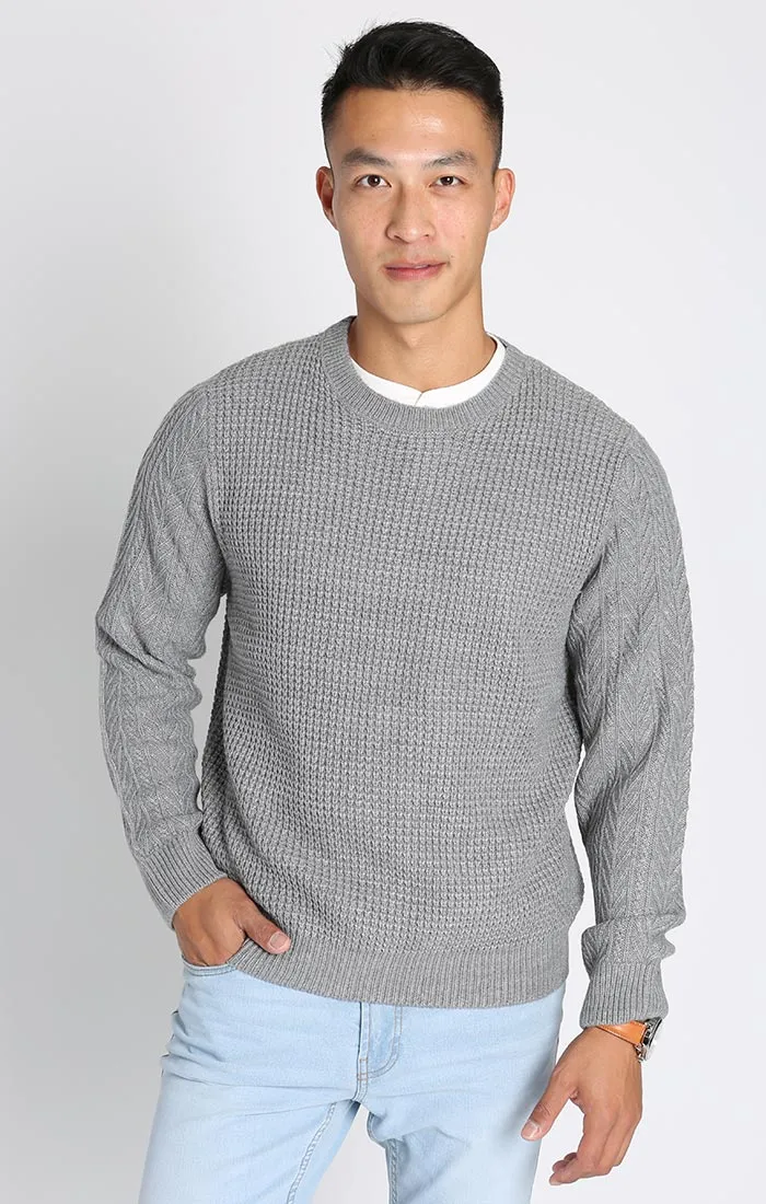 Mixed Stitch Waffle Crewneck Sweater sold by Jachs