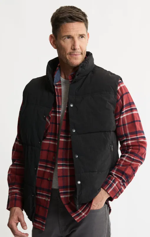 Black Namath Puffer Vest sold by Jachs