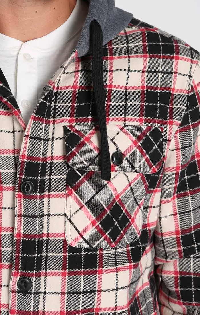 Black Flannel Hooded Shirt Jacket sold by Jachs product image thumbnail 5